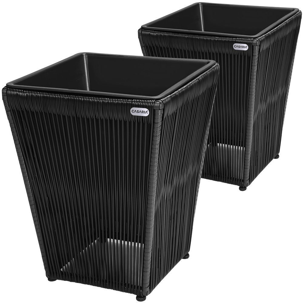 Casaria Blumentopf, 2er Set Wasserablauf Blumentopf 40x36x36cm Outdoor Eckig Blumenkasten