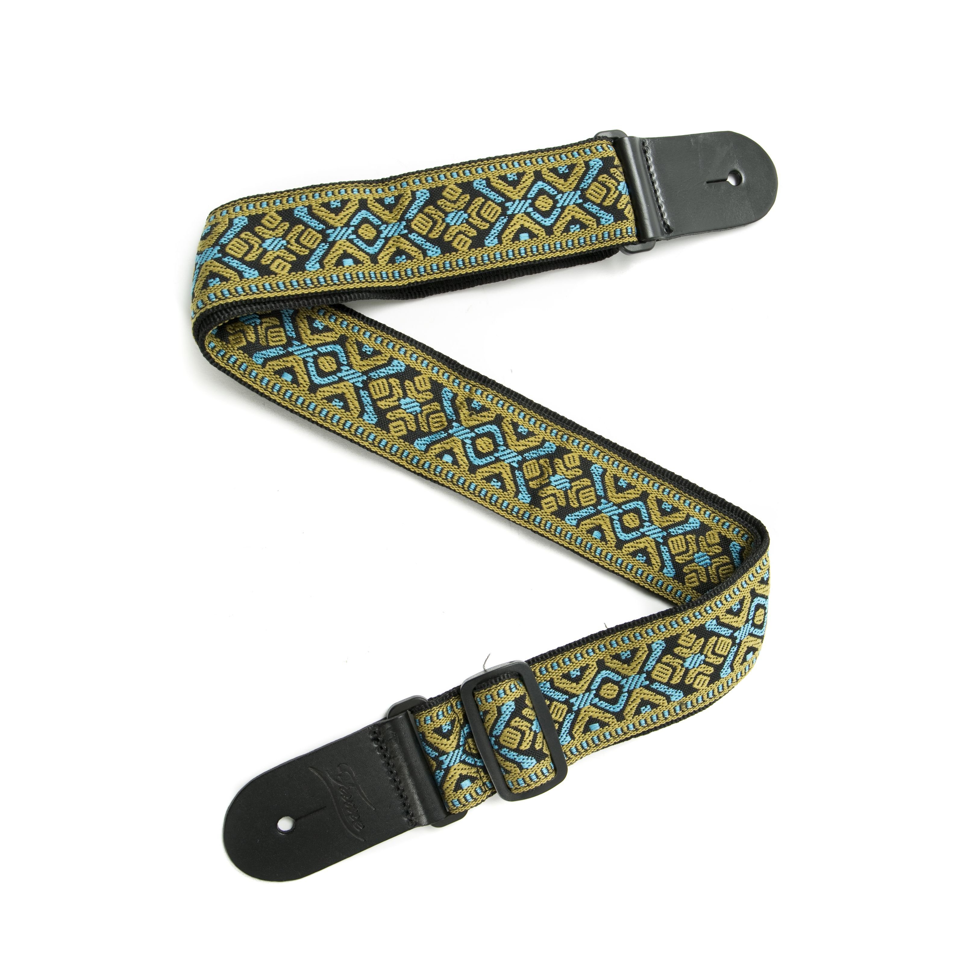 FAME Gitarrengurt, Weave Series, Baroque Pattern, Blue/Gold