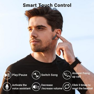 Aoslen mit 4 ENC Noise Cancelling Mic In-Ear-Kopfhörer (Behalten Sie den Ladestatus im Blick und genießen Sie bis zu 42 Stunden Spielzeit mit nur einer Ladung und der USB-C Schnellladefunktion des Ladeetuis., IPX7 wasserdicht mit intelligentem Touch-Bedienelement und leichtem)
