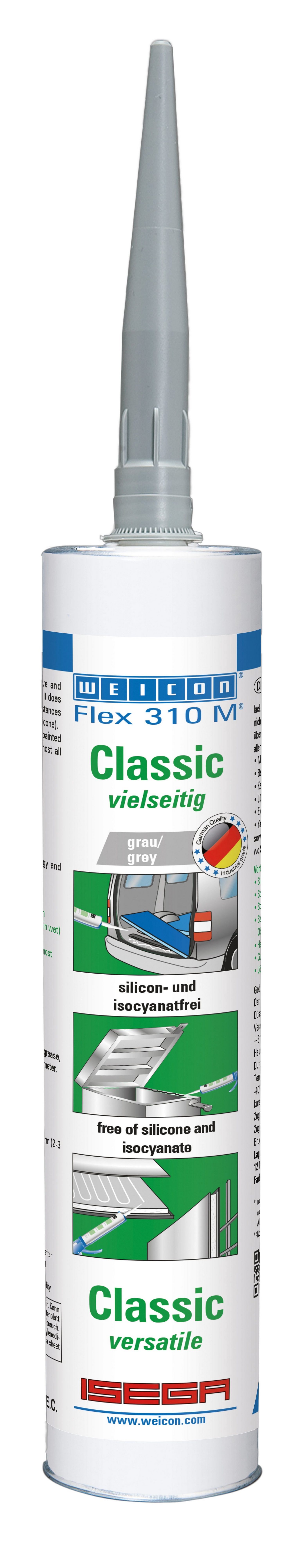 WEICON Klebstoff Flex 310 M® Classic, elastischer Klebstoff auf MS-Polymer-Basis, feuchtigkeitshärtend, Vielseitig einsetzbar, ISEGA-zertifiziert