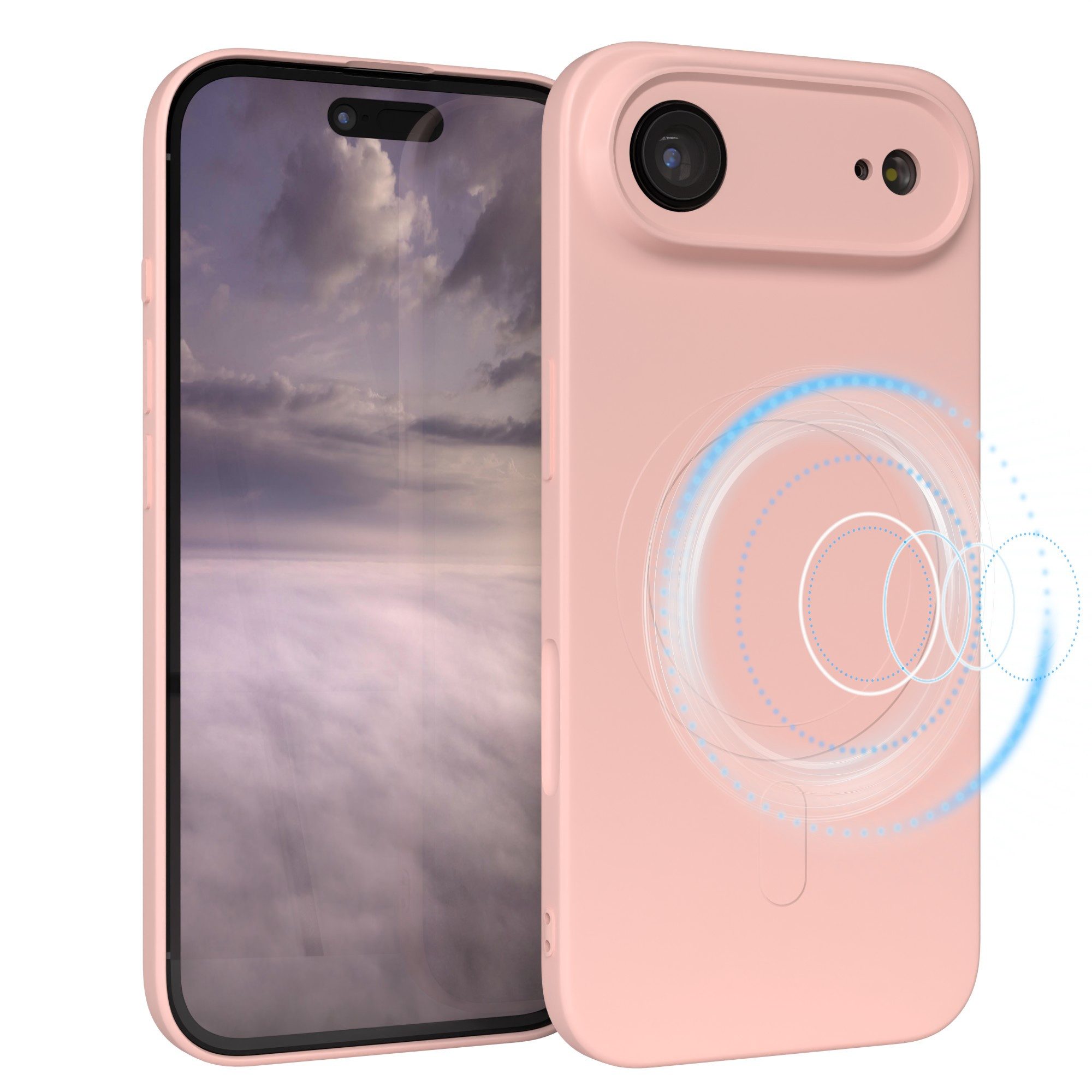 EAZY CASE Handyhülle für Apple iPhone Air Hülle Silikon 6,5 Zoll, MagSafe Schutzhülle Silikoncover mit Kameraschutz Rosa / Altrosa