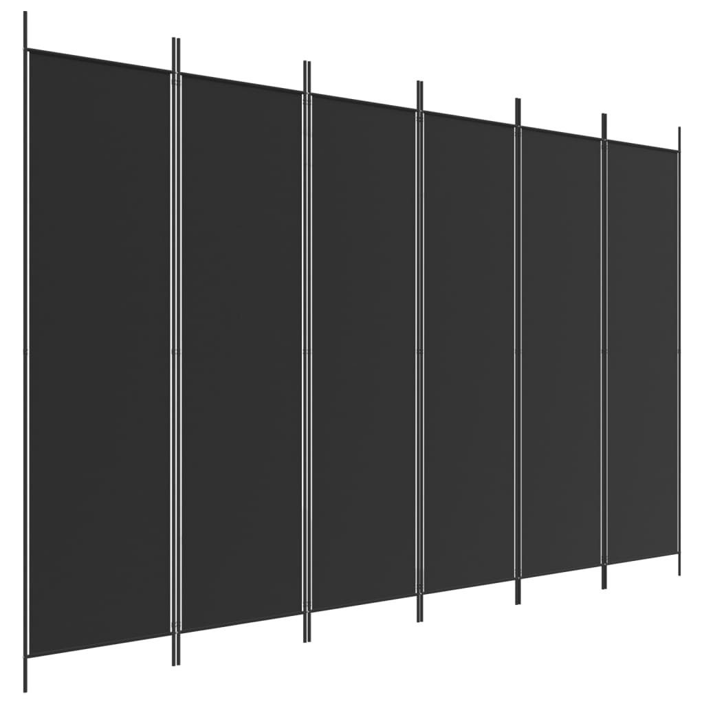 furnicato Raumteiler 6-tlg. Paravent Schwarz 300x200 cm Stoff, 1-tlg. günstig online kaufen
