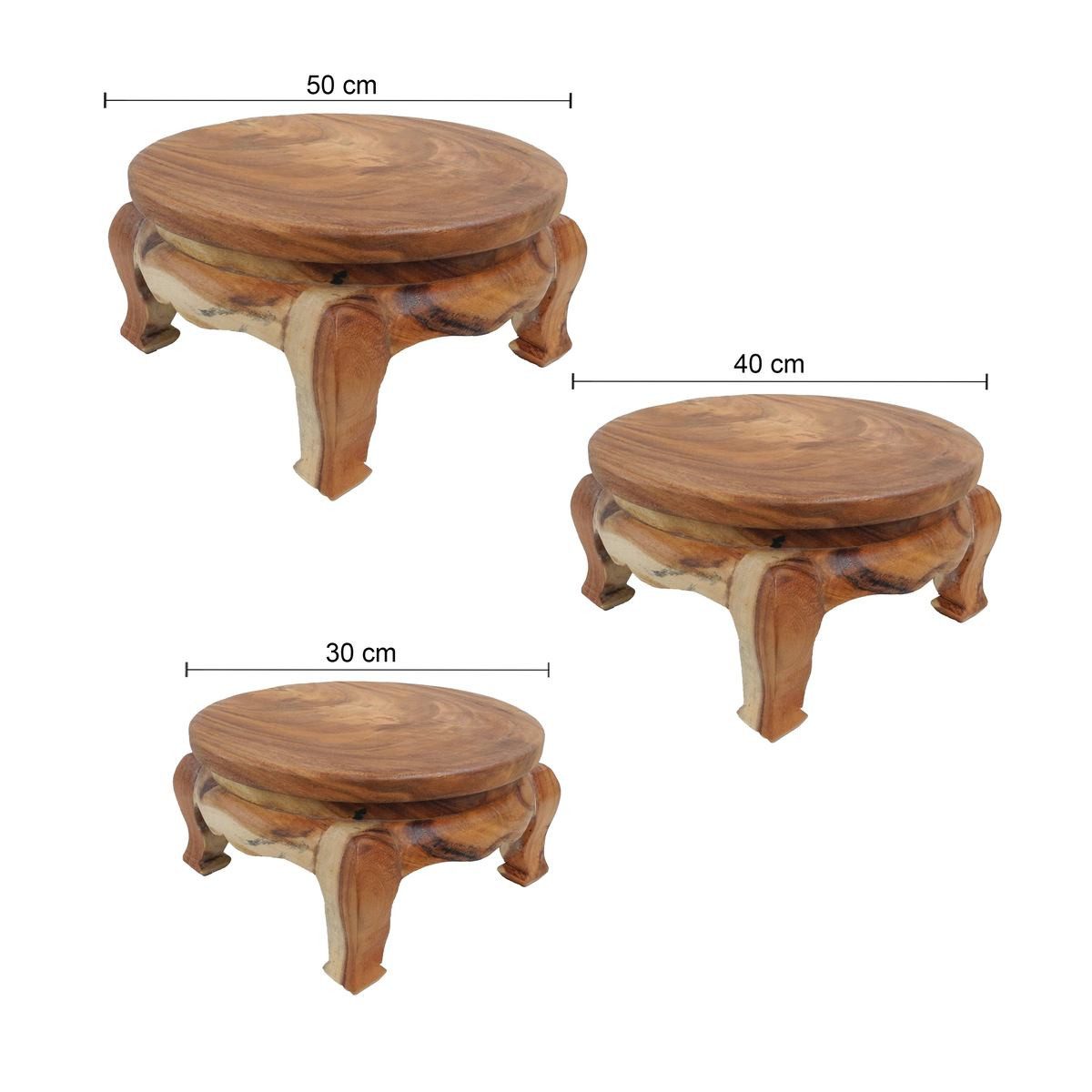 Oriental Galerie Beistelltisch Opiumtisch Tisch Beistelltisch Massiv Rund Natur 32 cm – Bild 2 von 2