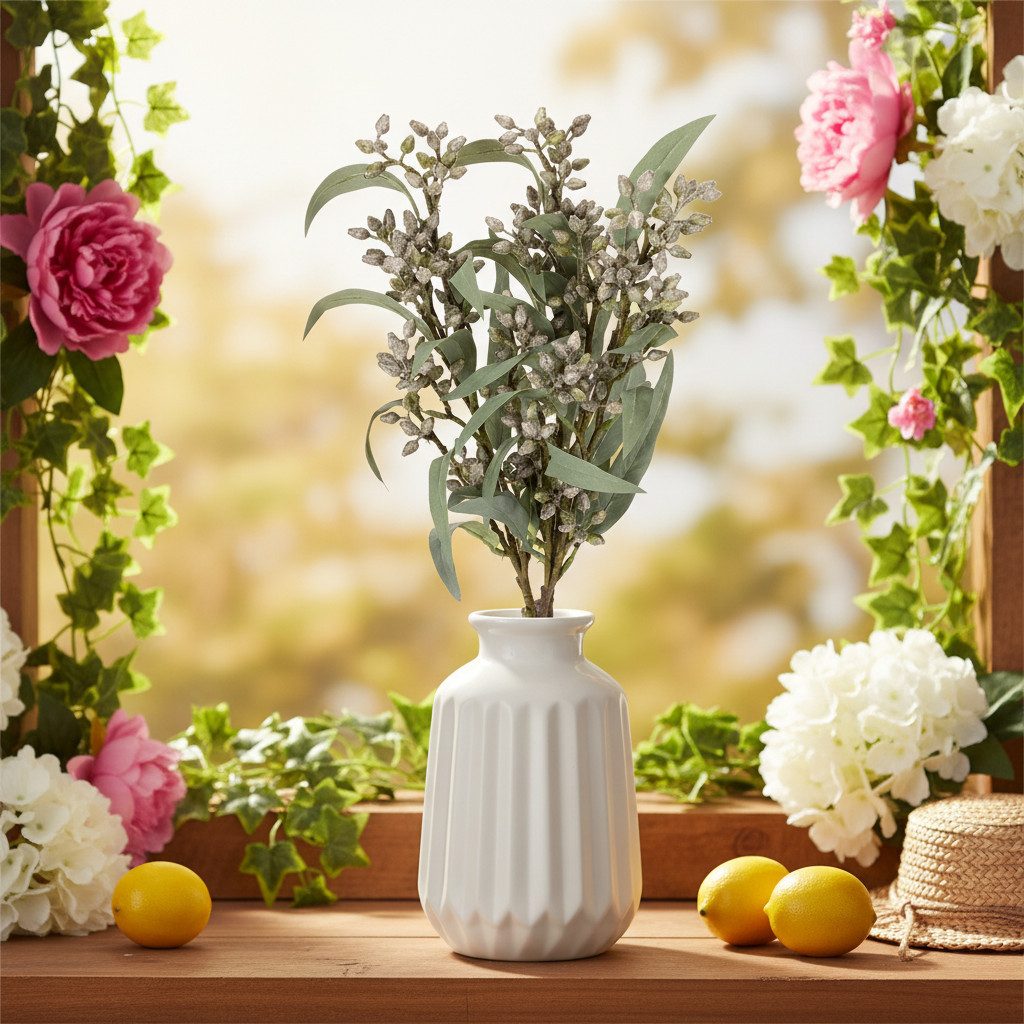 Künstliche Zimmerpflanze Künstlicher Eukalyptus Zweig Dekoartikel für Tischdekoration, 3 Stück, Florists Products, Höhe 53 cm