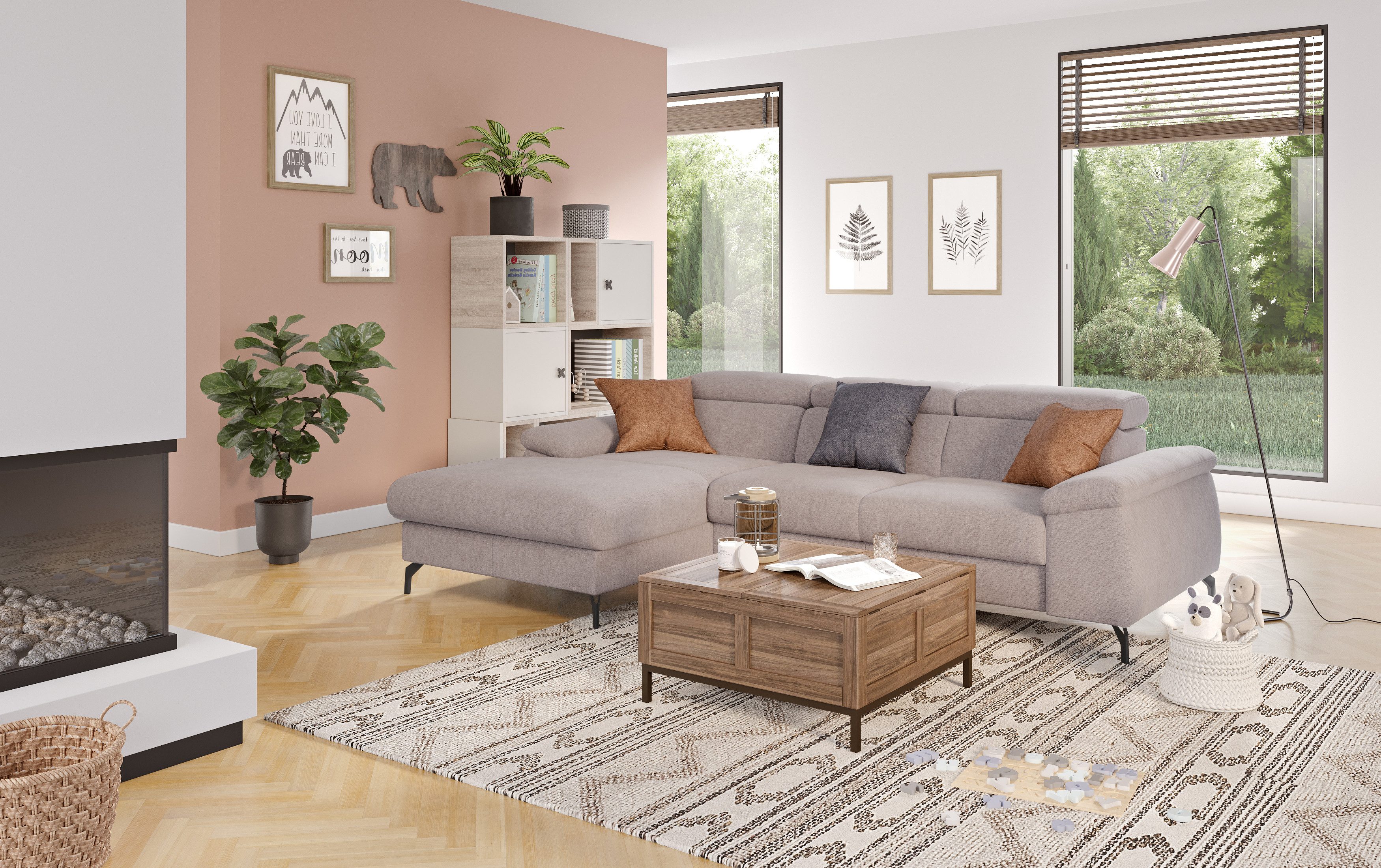 COTTA Ecksofa "Kitty L-Form, B: 242 cm" mit Kopfteilverstellung, optional B günstig online kaufen