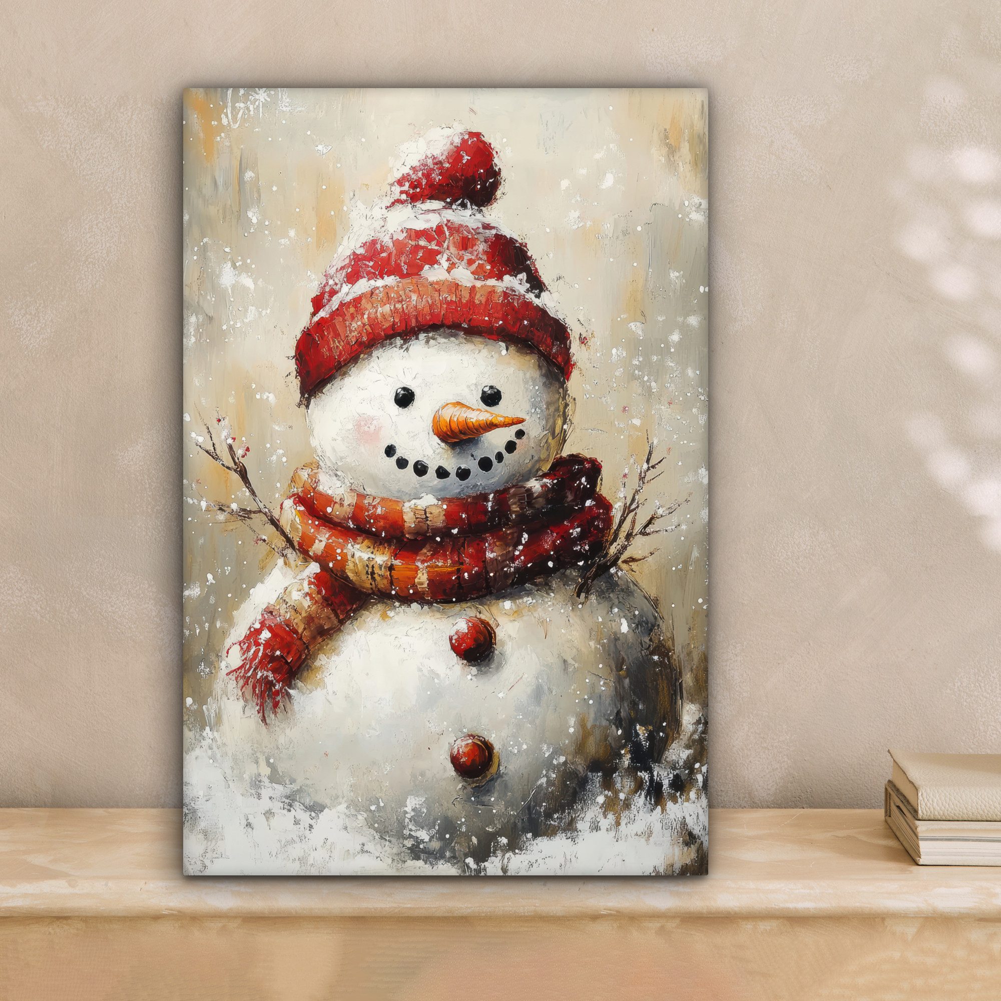 OneMillionCanvasses® Leinwandbild Schneemann - Winter - Schnee - Beige, Fot günstig online kaufen