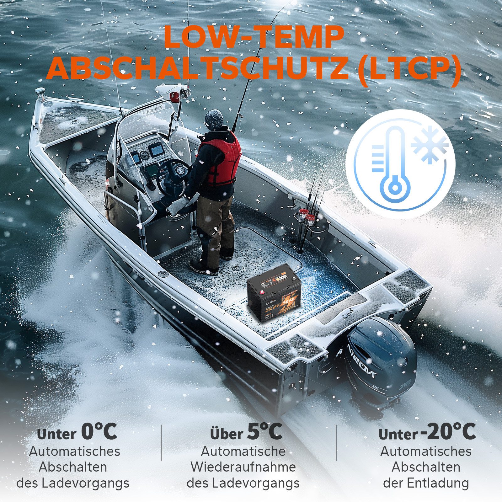 LiTime 12/24/36 V LiFePO4 Batterie Stromspeicher mit smart BMS 4000+ Zyklen Solarakkus (24 V), Geeignet für Trolling Motor, Boote, Marine und Solaranlage
