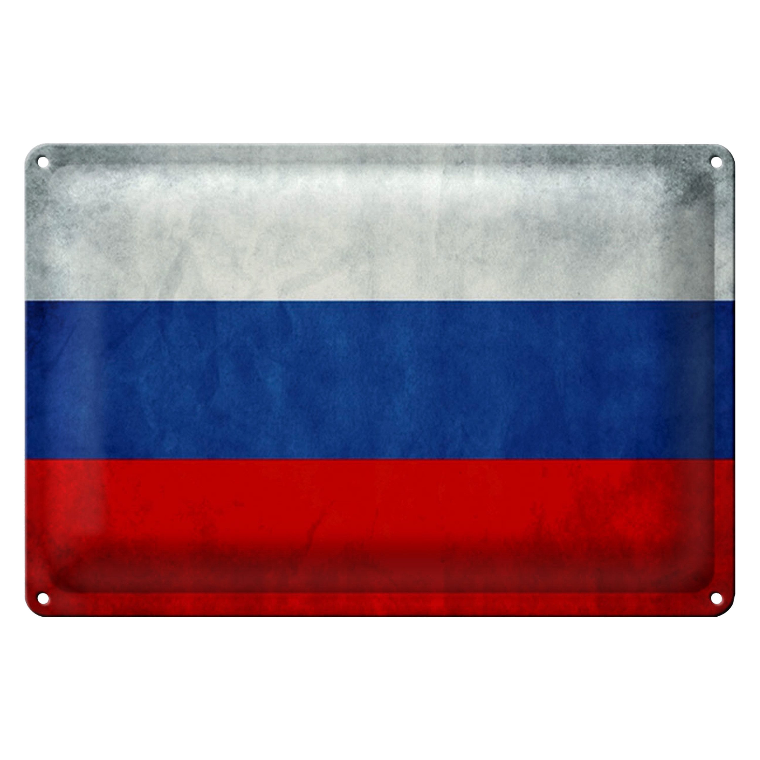 Roomando Metallschild Flagge 18x12cm Russland Fahne Russia Flag