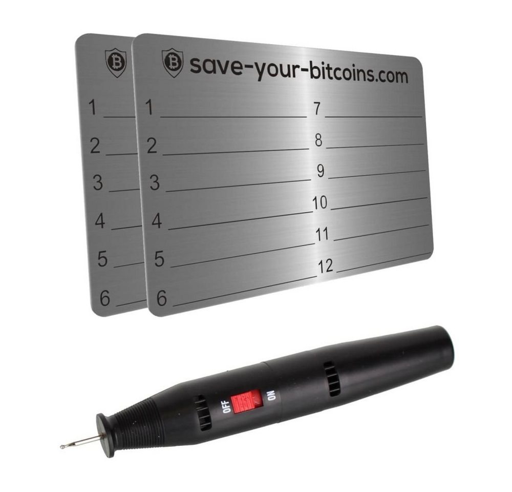 Thumbnail - Hoopomania Graviergerät Hardware wallet seed phrase - Recovery Metallplatt, Spar-Set