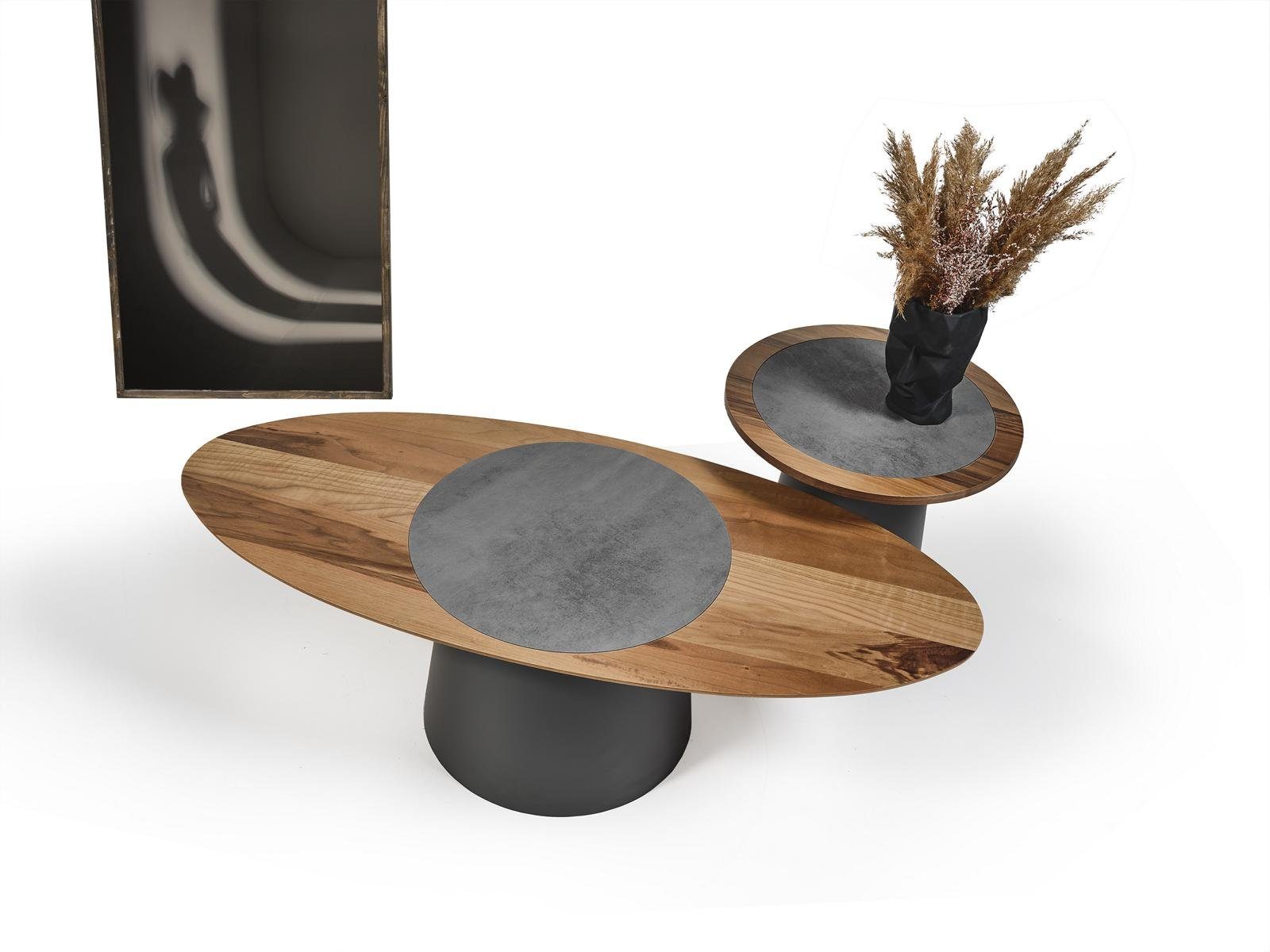 JVmoebel Couchtisch Rund Couchtische Design Möbel Stil Holz Italienische Stil (2x Couchtische), Made in Europe