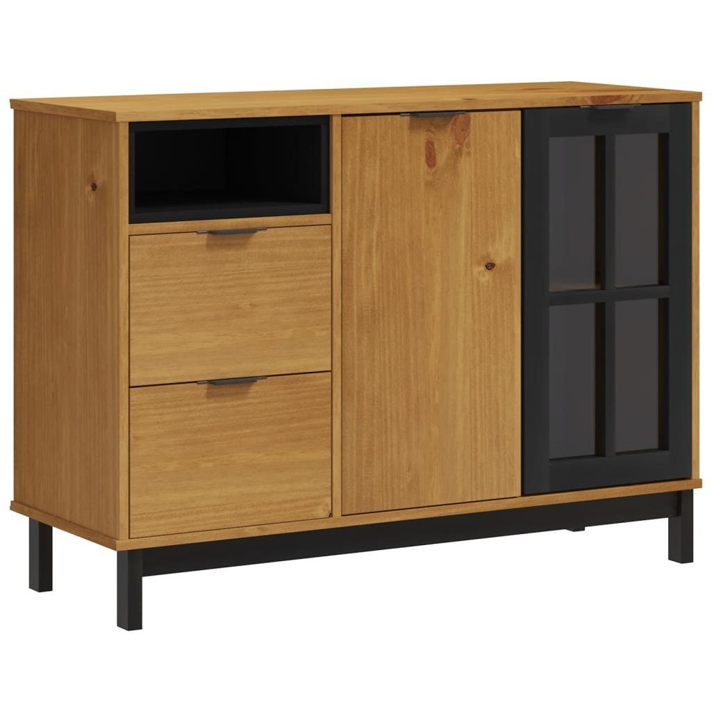 vidaXL Sideboard Sideboard mit Glastür FLAM 110x40x80 cm Massivholz Kiefer