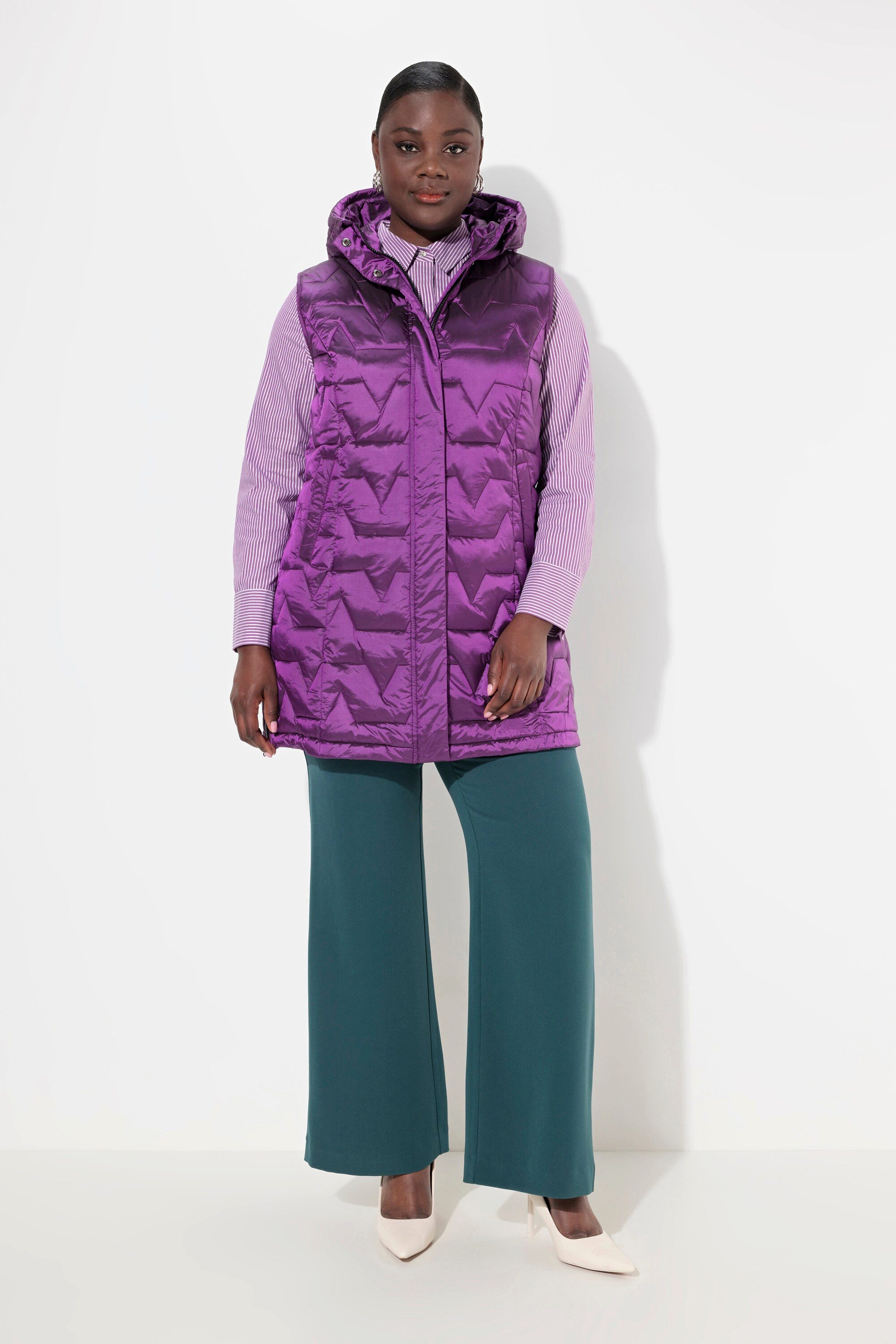 Ulla Popken Steppweste Steppweste Rundhals Daunenoptik ärmellos recycelt