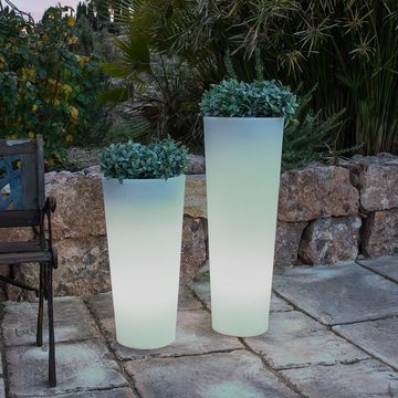 Licht-Trend Gartenleuchte Ficus leuchtender LED Blumentopf mit Akku und Fernbedienung Weiß, RGB & Warmweiß - Kaltweiß