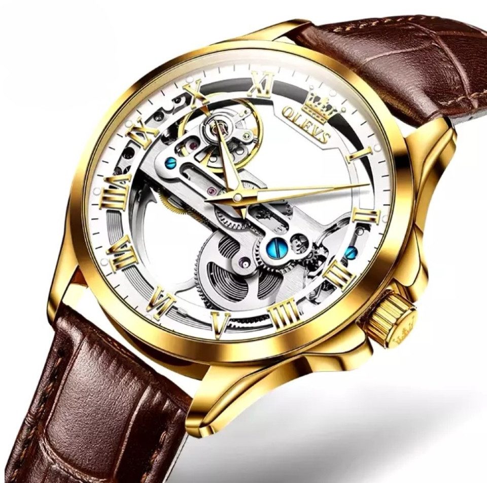 OLEVS Automatikuhr Herrenuhr Mechanisch Skelett Zifferblatt günstig online kaufen