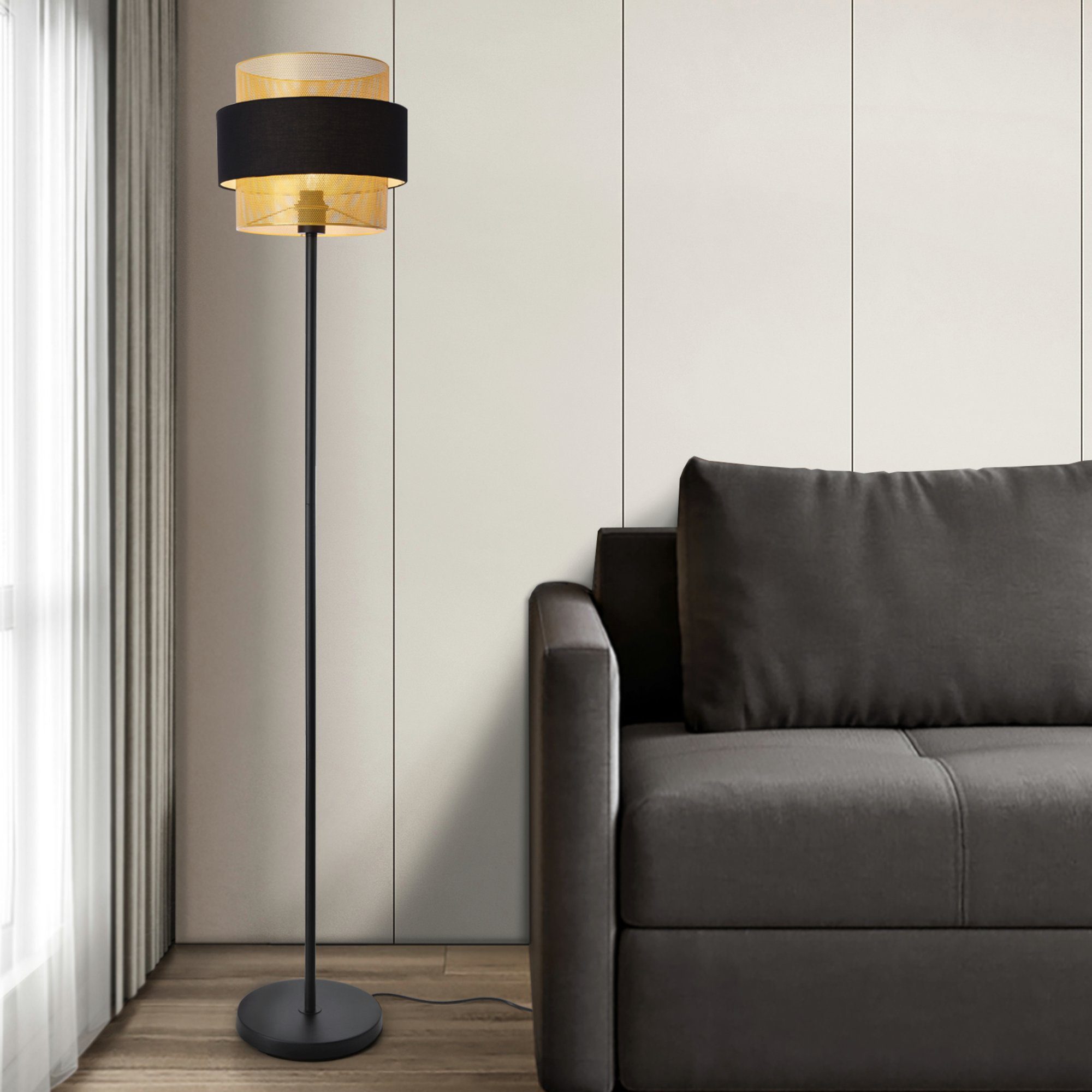 lux.pro Stehlampe, ohne Leuchtmittel, »Albans« 1x E27 160 x 30 cm Schwarz / Gold