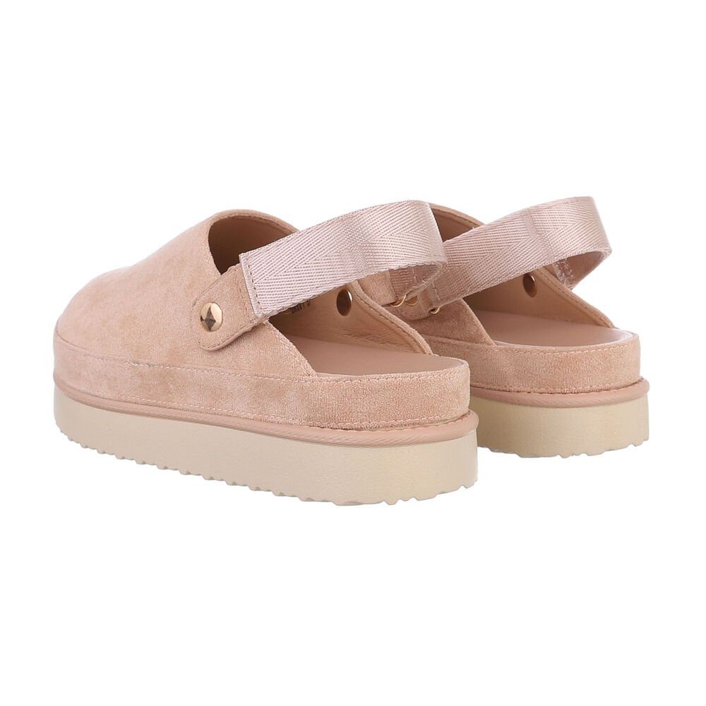 Ital-Design Komfortable Freizeit-Schuhe im modernen Design Plateausandaletten (85867665) Flach Pantoletten in Altrosa