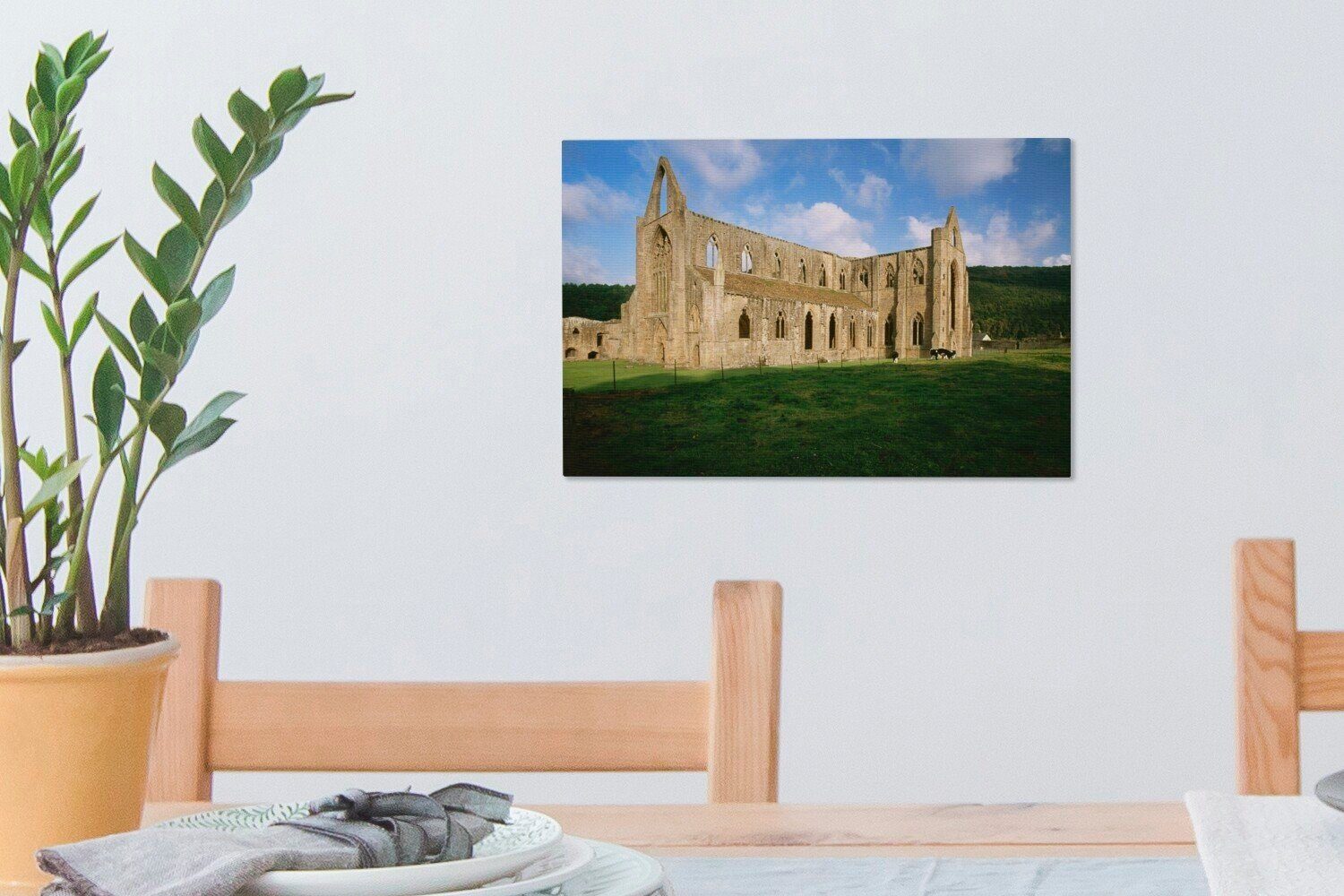 Aufhängefertig, Seitenansicht Wandbild in Leinwandbilder, Abbey von cm Wanddeko, St), OneMillionCanvasses® 30x20 (1 Wales, Tintern Leinwandbild
