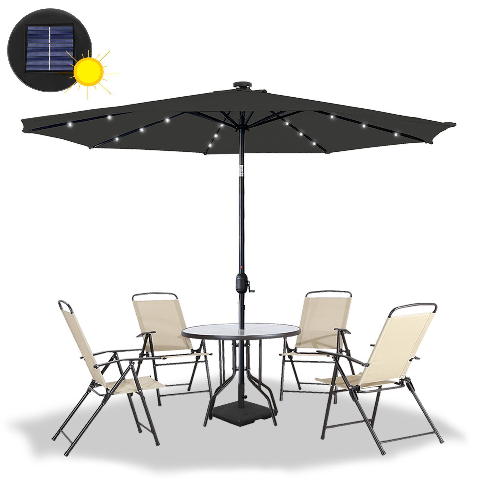 FIVMEN Sonnenschirm 300cm/350cm Gartenschirm Terrassenschirm UV-Schutz Marktschirm, mit Windschutz Aluminium Schirm für Garten & Terrasse