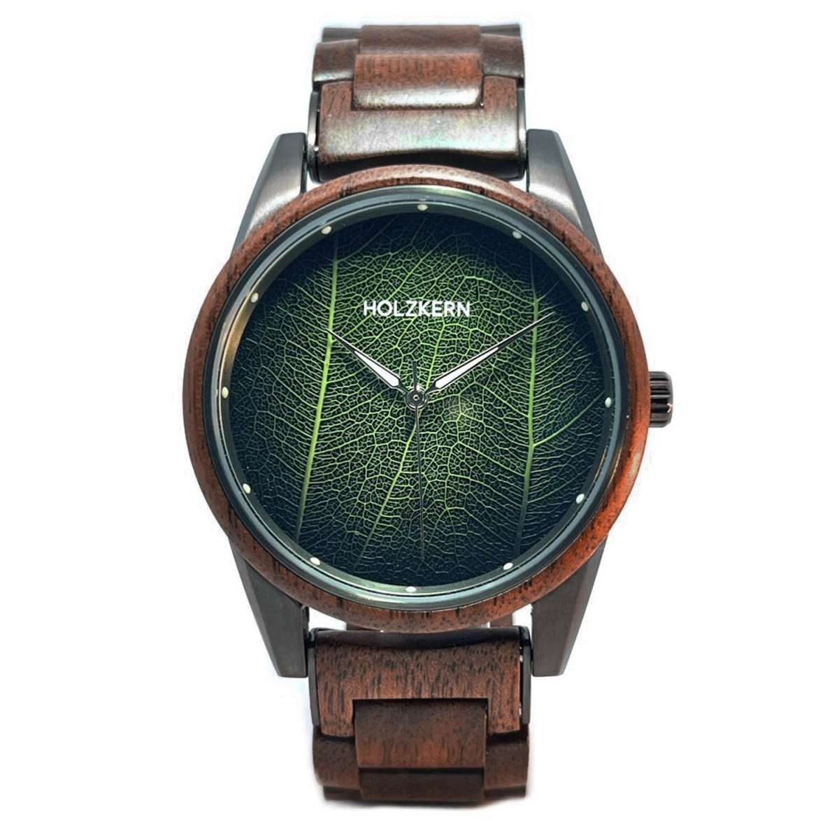 Holzkern Quarzuhr 9010631016975, für Herren Edisto Walnuss/Blatt