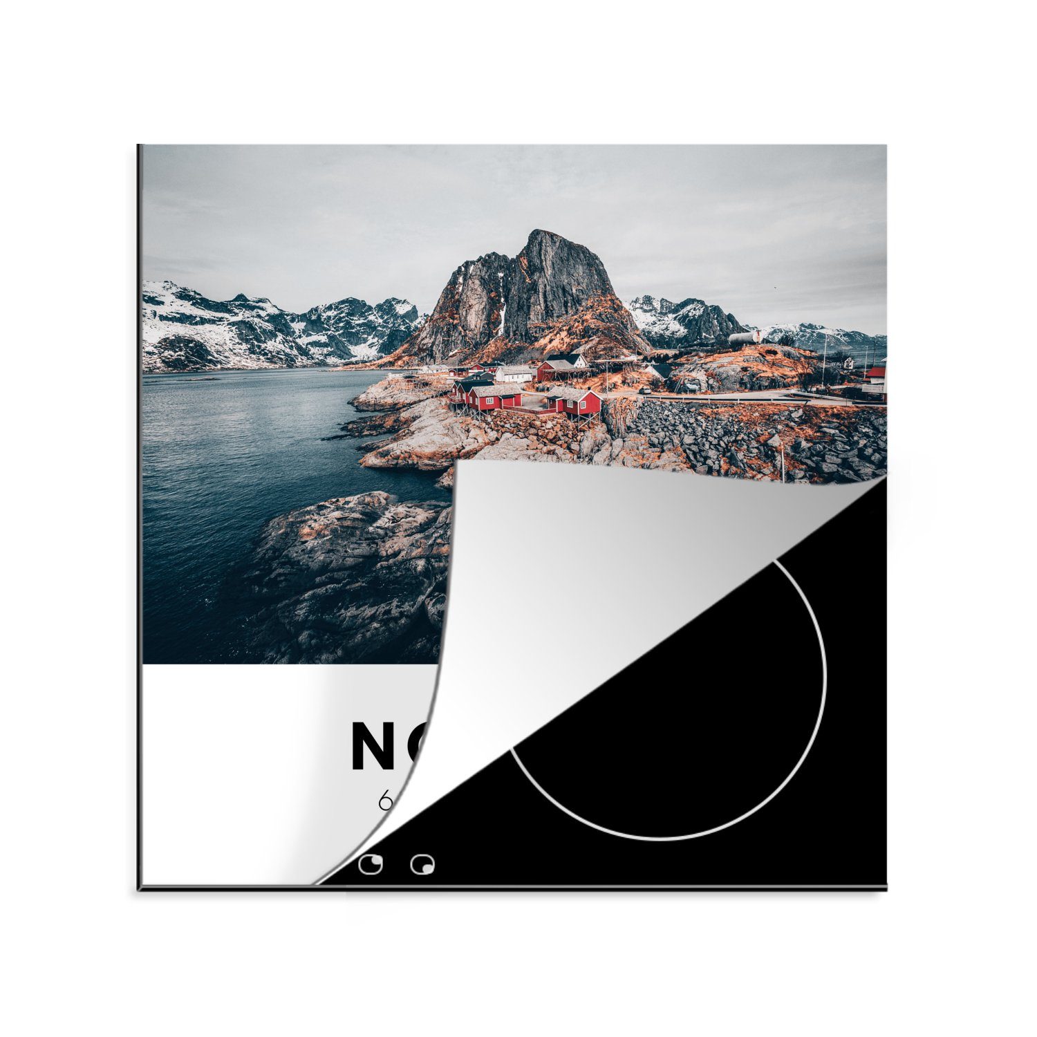 MuchoWow Herdblende-/Abdeckplatte Norwegen - Skandinavien - Bergen - Winter, Vinyl, (1 tlg), 78x78 cm, Ceranfeldabdeckung, Arbeitsplatte für küche