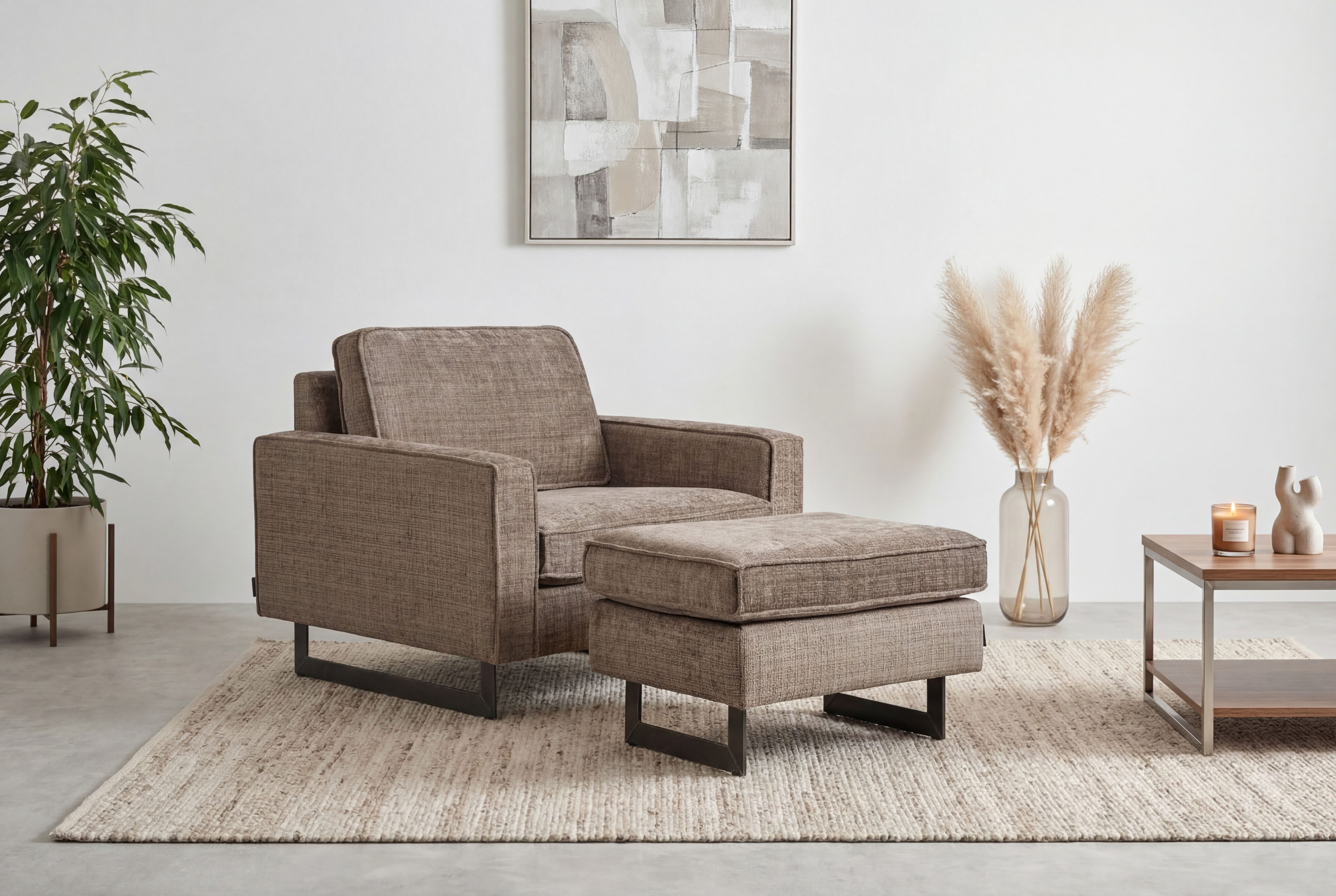 Home affaire Loveseat Pinto 105 cm, Cord, Chenille, Lederoptik, mit Keder, Metallfüßen und auch in Cord Bezug erhältlich