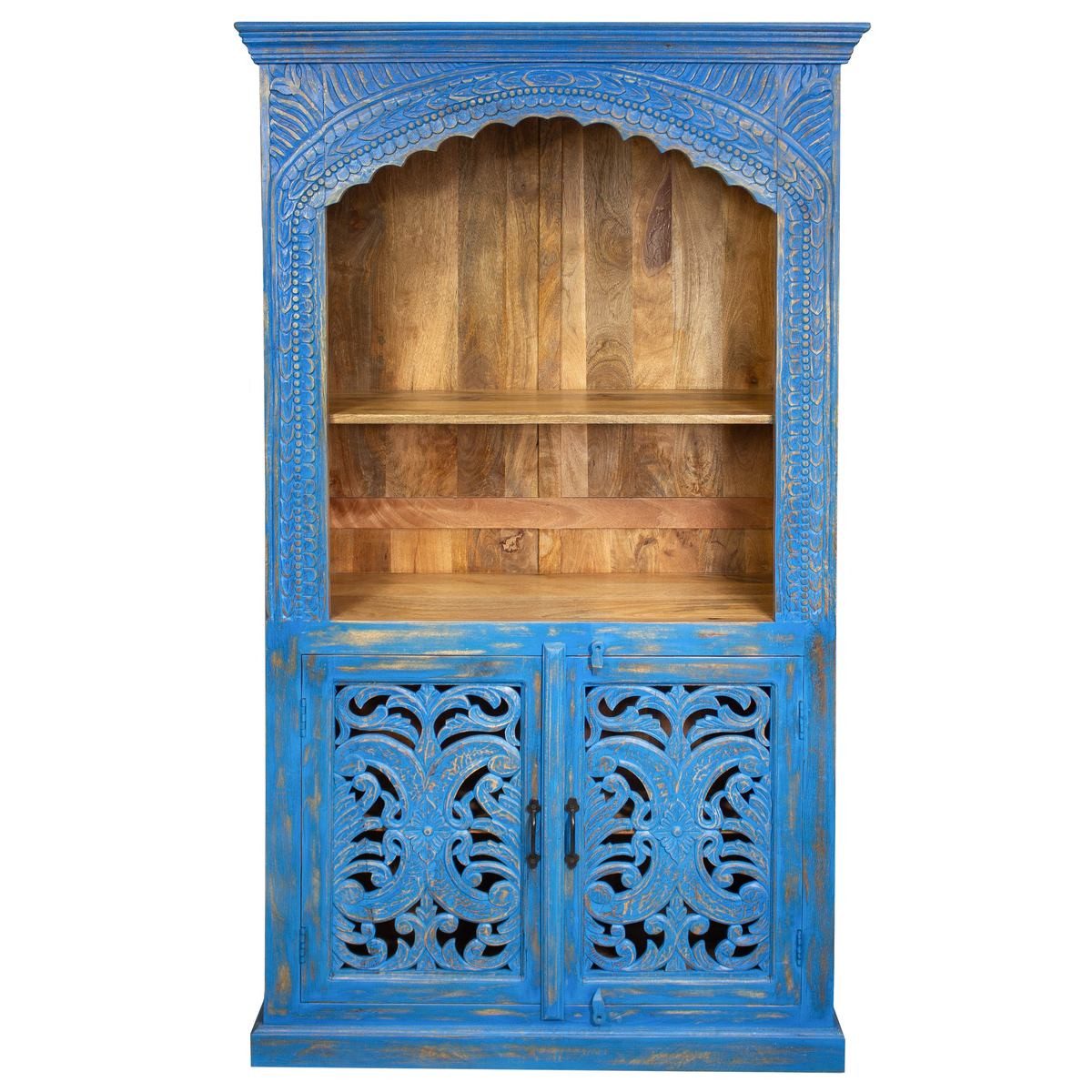 Oriental Galerie Mehrzweckschrank Blauer Schrank Laya Indien 180 cm
