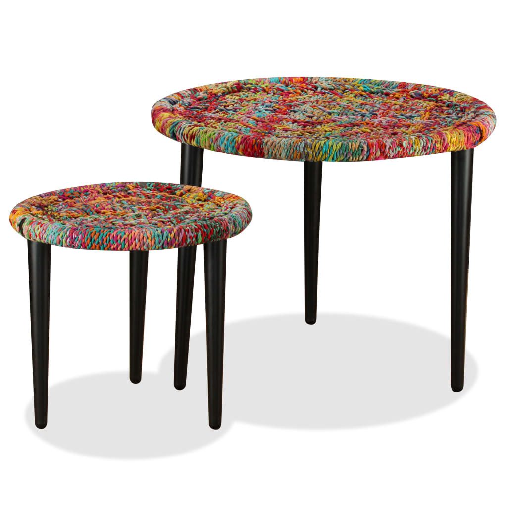 vidaXL Couchtisch 2-tlg. Couchtisch-Set Chindi-Details Mehrfarbig (2-St)