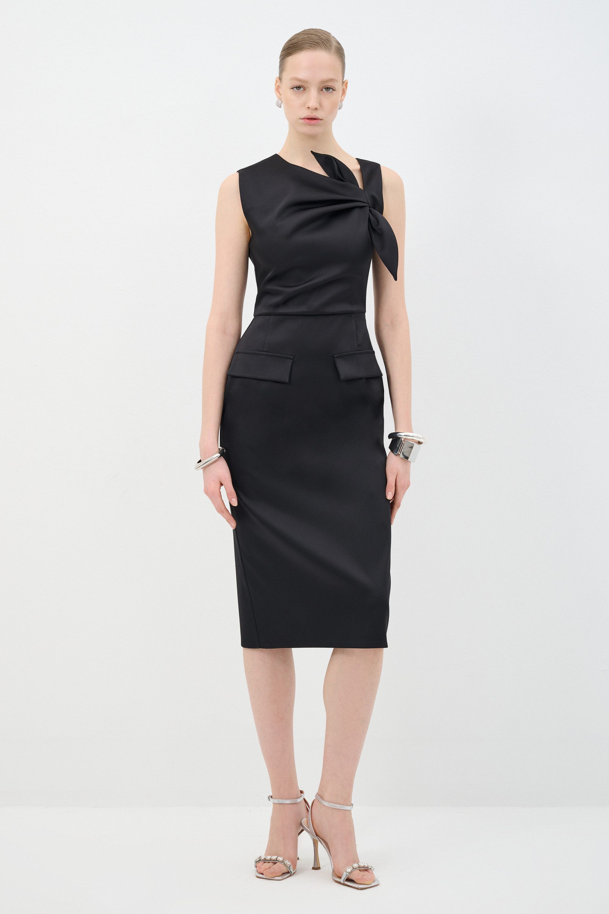 adL Abendkleid Ärmelloses Midikleid mit Knotendetail