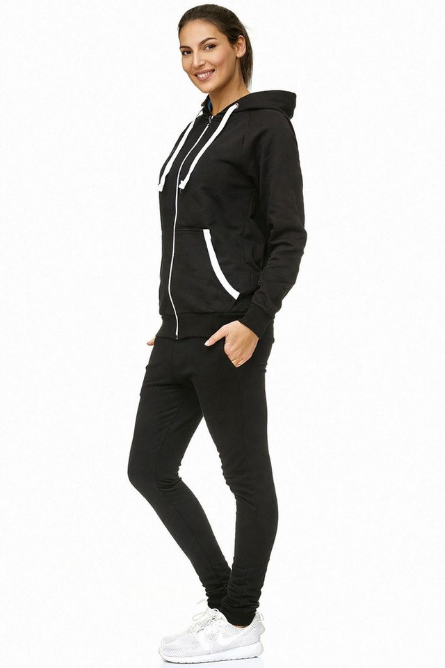 L.gonline Freizeitanzug Damen Freizeitanzug Jogginganzug Sweatwear 704 (Kapuzenjacke mit Reißverschluss, Hose, 2-tlg., im modischem Design), Fitness Freizeit Casual