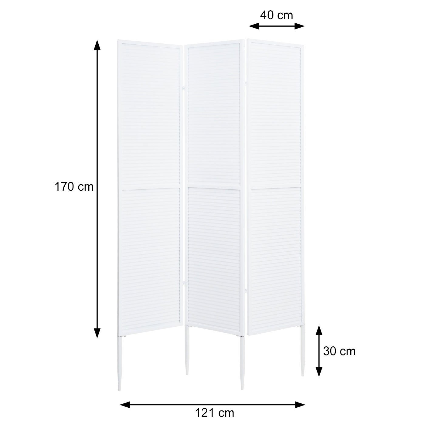 MCW Paravent MCW-J14 (1 St), Fensterladenoptik, Zusammenklappbar, Stabilität durch Verankerung