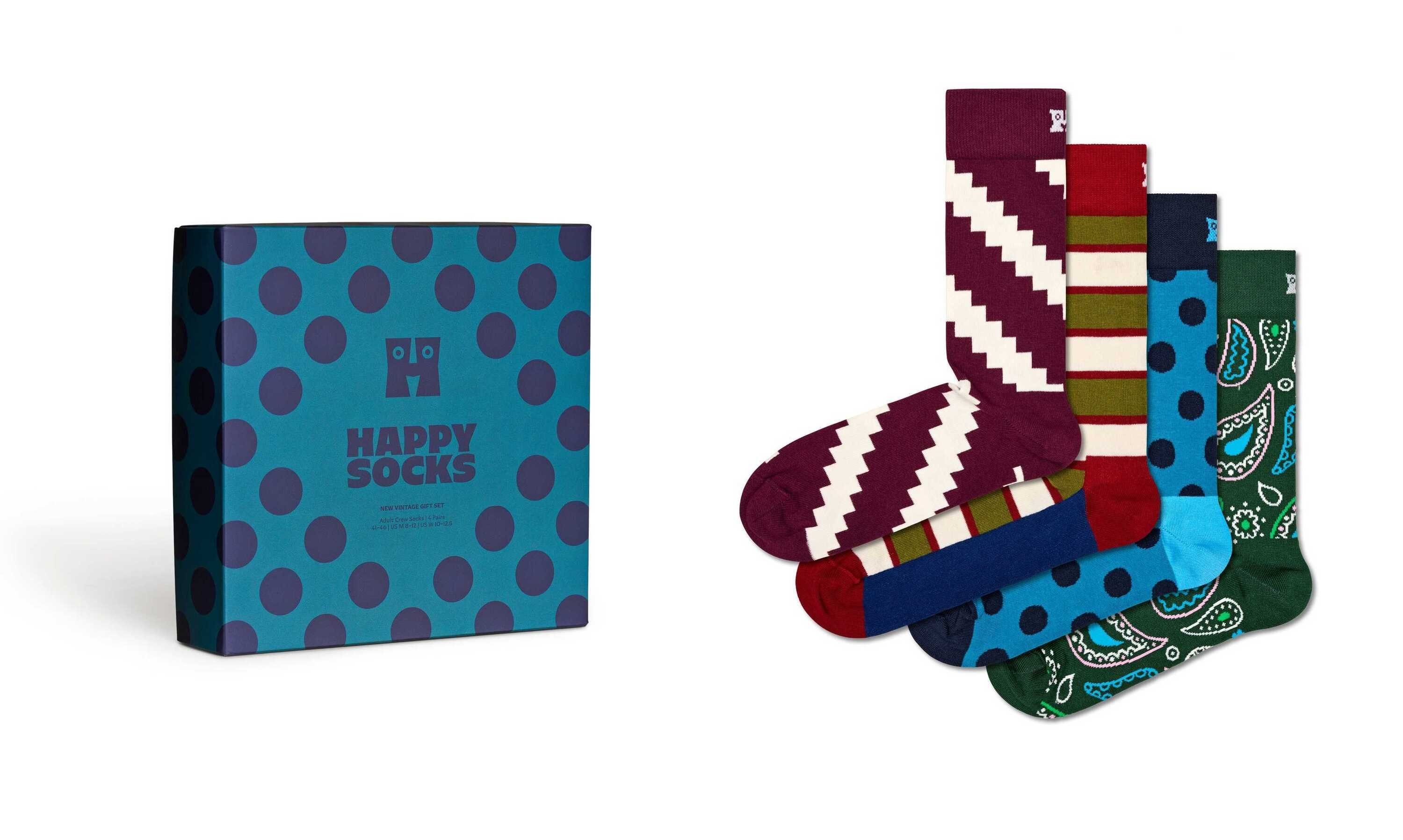 Geschenkbox 4er New Vintage Socken, Unisex Happy Kurzsocken Pack Socks