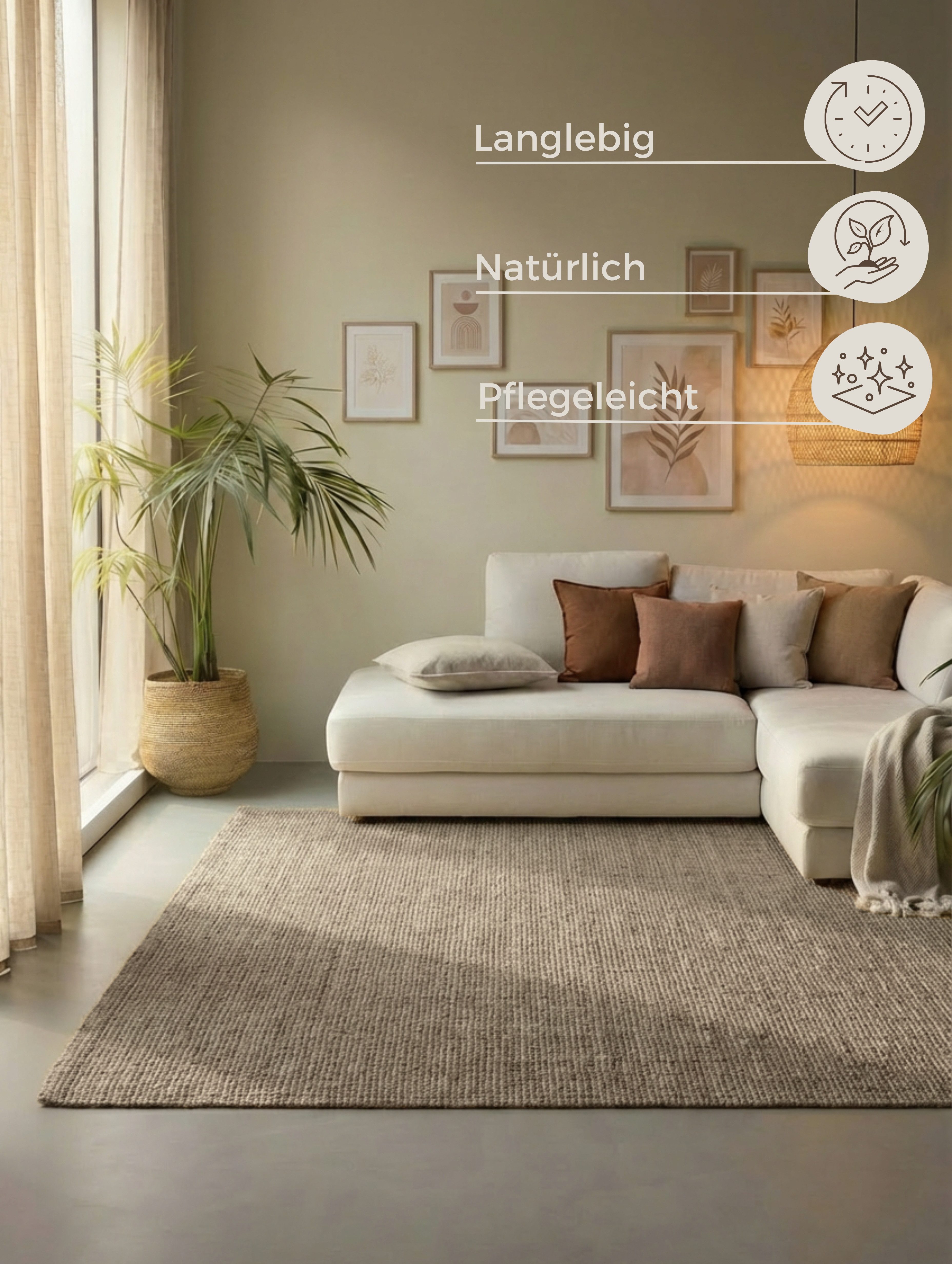 HANSE Home Teppich Jaipur Juteteppich, als Läufer und in Rund, rechteckig, Höhe: 10 mm, 100% Naturfaser, Wohnzimmer, Esszimmer, Schlafzimmer, GRS