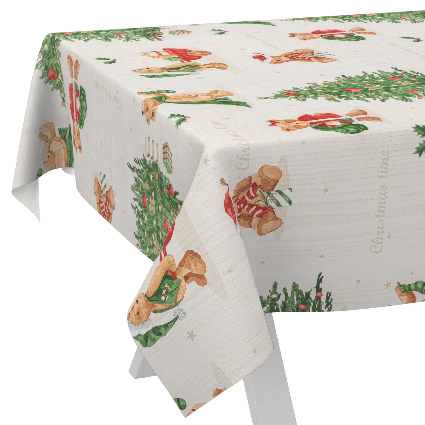 ANRO Tischdecke Wachstuch abwaschbar Teddybär Weihnachten Tischwäsche (Einz günstig online kaufen