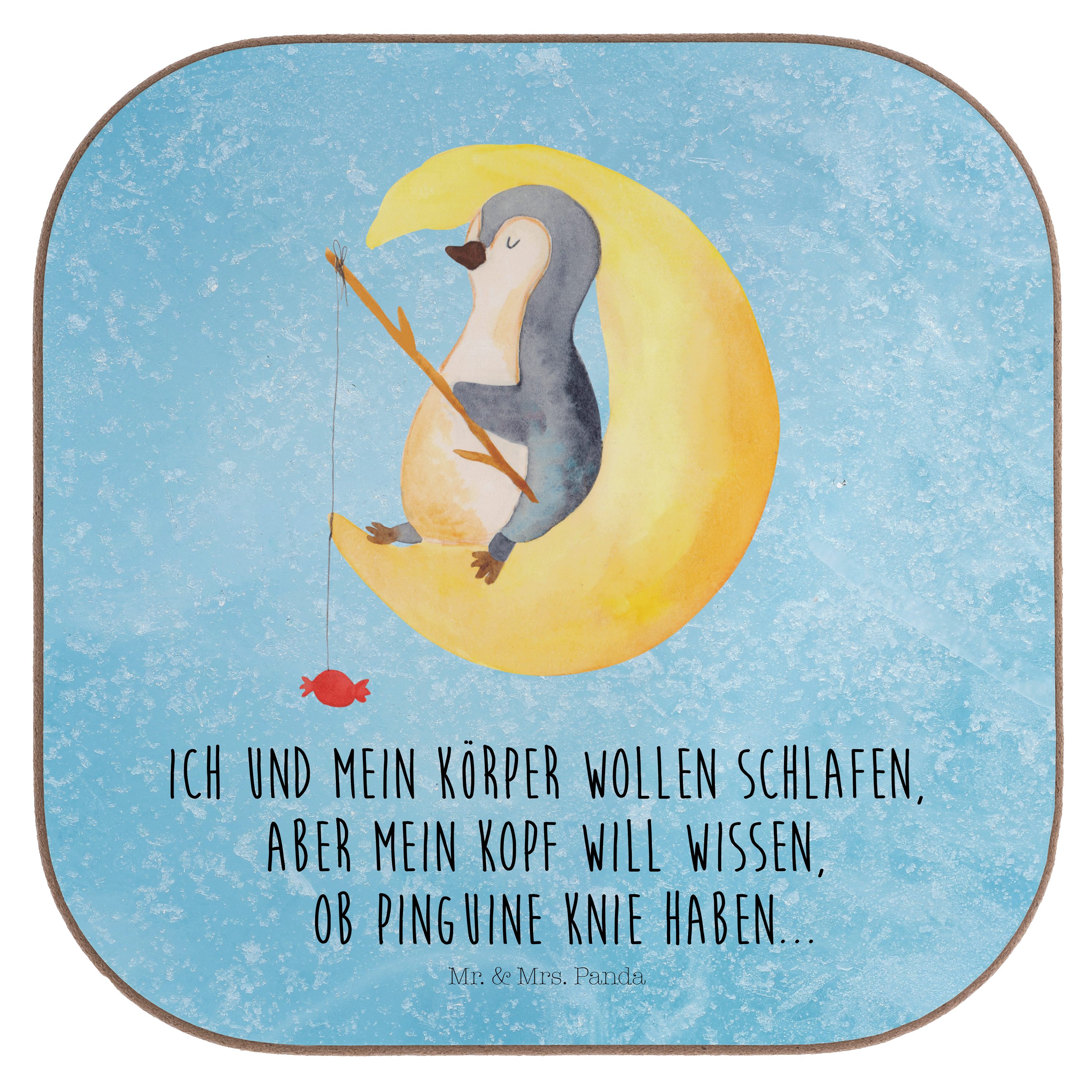 Eisblau Pinguin & - Mr. Getränkeuntersetzer - Panda Mond 1-tlg. Mrs. Getränkeuntersetzer, Gästezimmer, Geschenk,