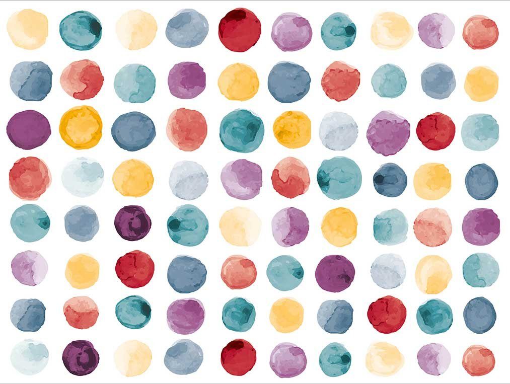 Tischsetmacher Platzset Tischset, Platzset abwaschbar - Bunte Punkte Muster - 4 Stück aus erstklassigem Vinyl (Kunststoff) 40 x 30 cm, (4-St)