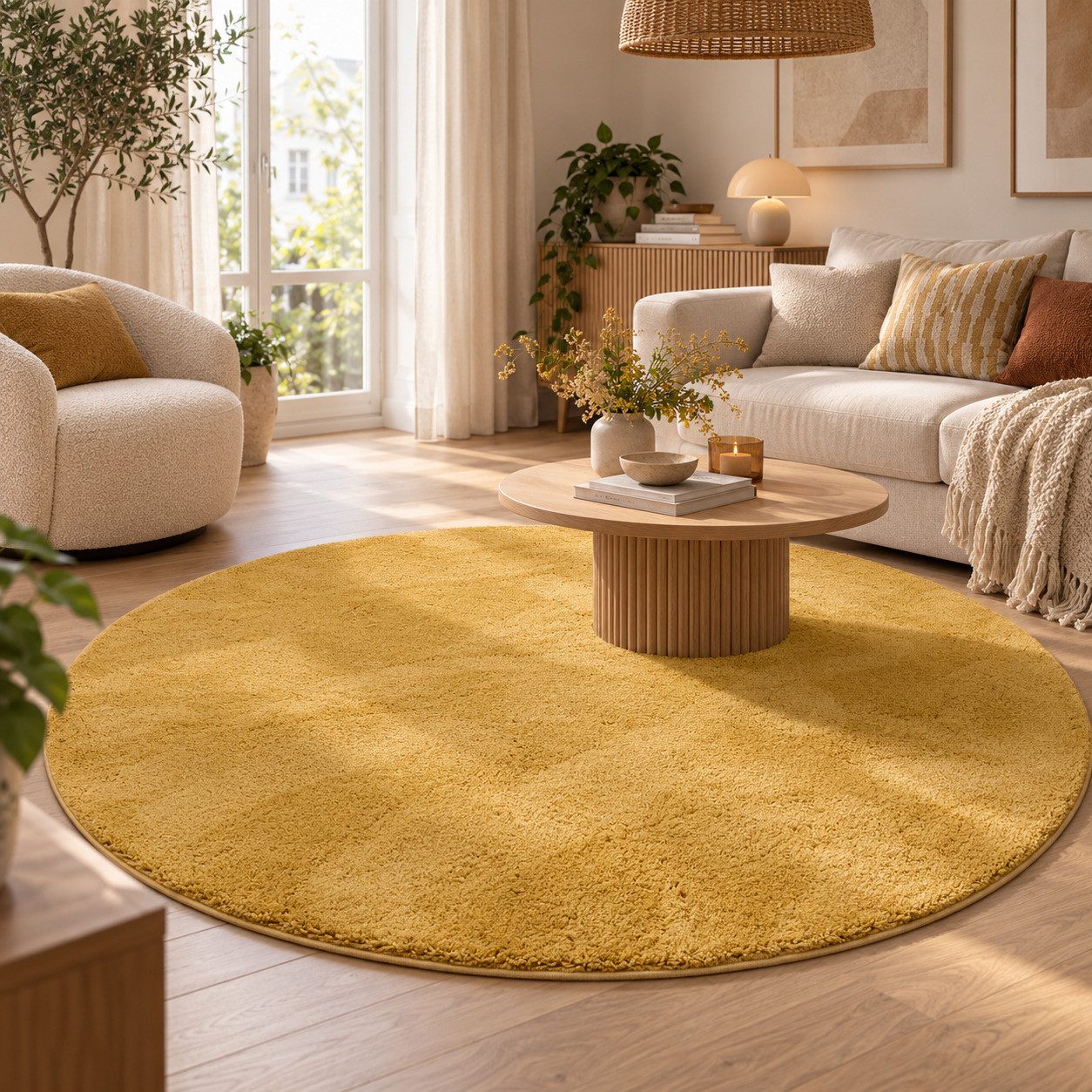 Snapstyle Hochflor-Teppich Hochflor Shaggy Teppich Palace Rund, Rund, Höhe: 36 mm