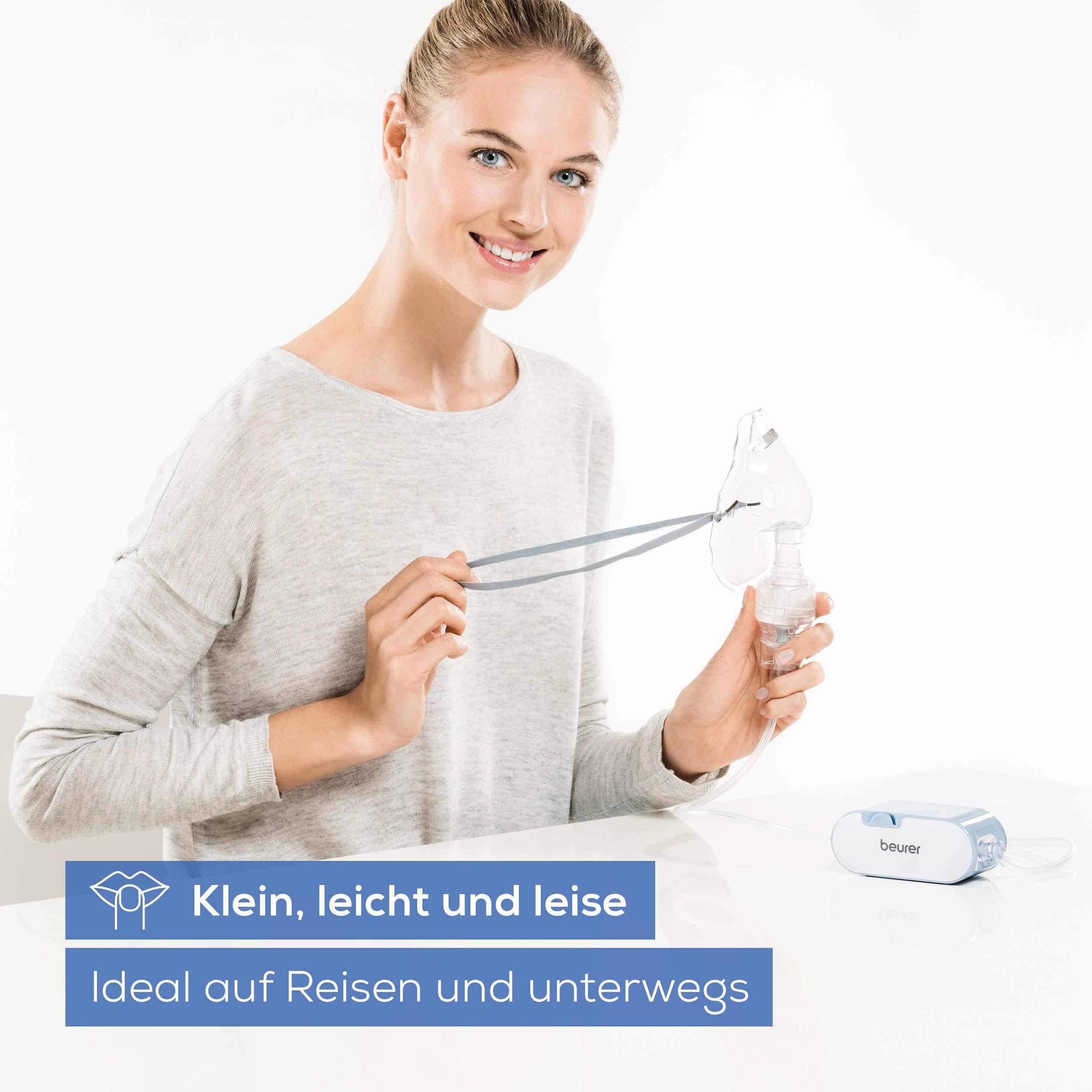 BEURER Inhalationsgerät IH 60 zur Behandlung der oberen und unteren Atemwege, Entspannte Anwendung durch flüsterleisten Betrieb