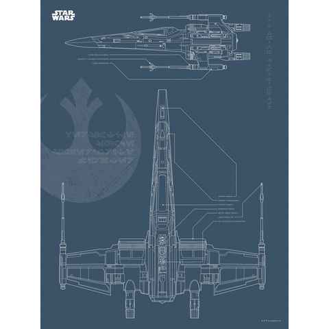 Komar Poster Star Wars Blueprint X-Wing, Star Wars (1 St), Kinderzimmer, Schlafzimmer, Wohnzimmer