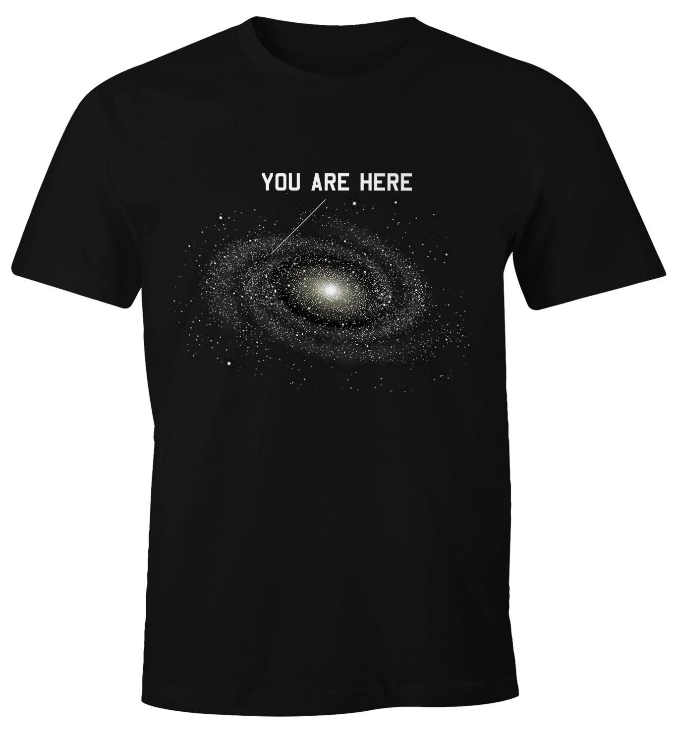Print-Shirt Herren T-Shirt Galaxy Shirt You are here Fun-Shirt Moonworks®