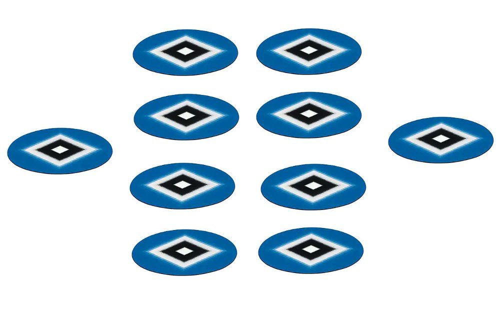 HSV Aufkleber 10er-Set 3D, Wechselbild 8,5cm blau/weiß/schwarz Autoaufkleber