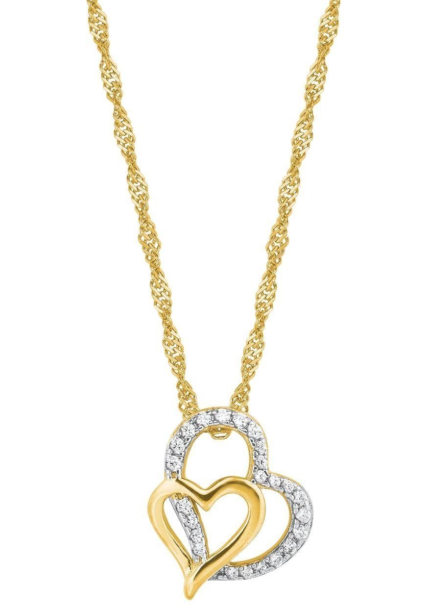 Amor Kette mit Anhänger Herzen, mit Zirkonia (synth)