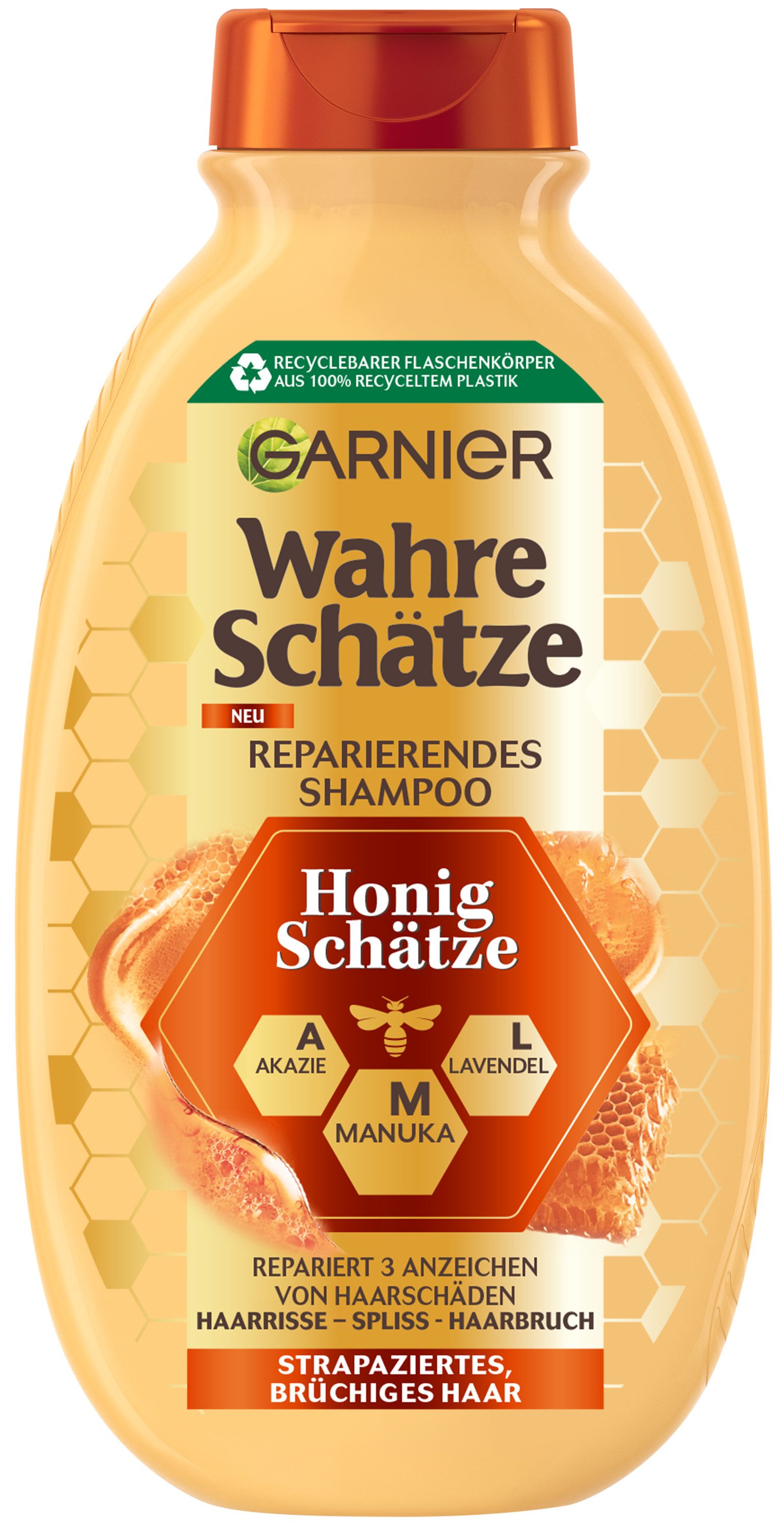 GARNIER Haarshampoo WAHRE SCHÄTZE HONIG, Packung, 6-tlg., Für alle Haartypen, mit Honig, Aloe Vera und Jojoba-Estern