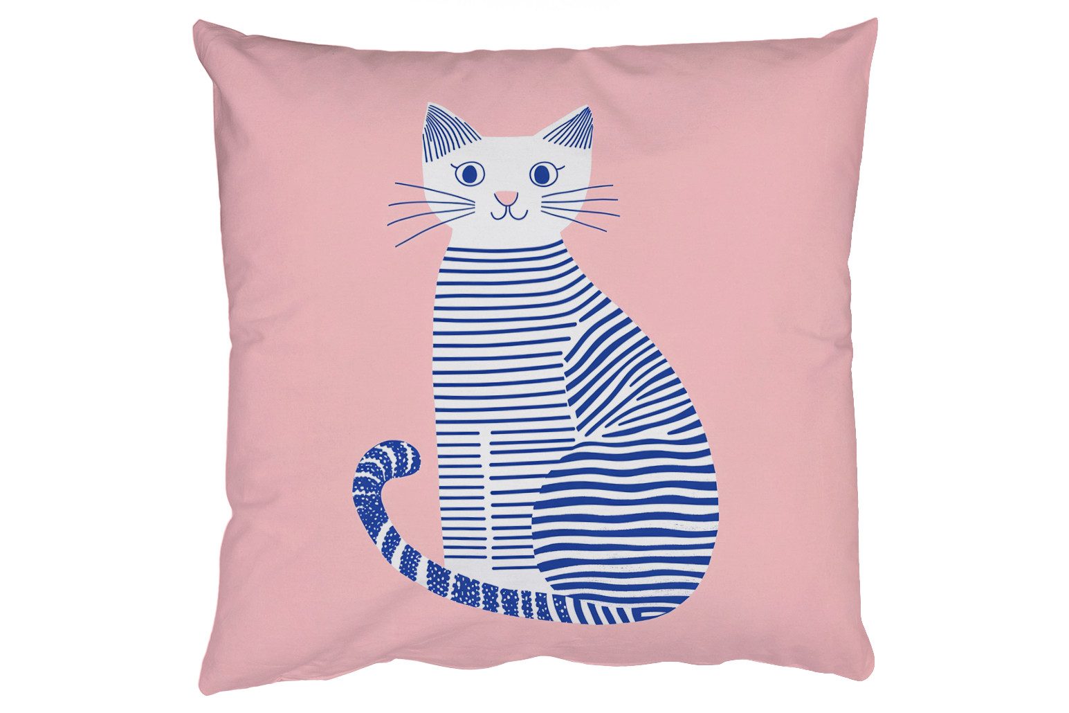 MuchoWow Dekokissen Katze - Illustration - Minimalistisch - Rosa, Zierkissen mit Füllung für Wohnzimmer, Sofakissen, 40x40 cm