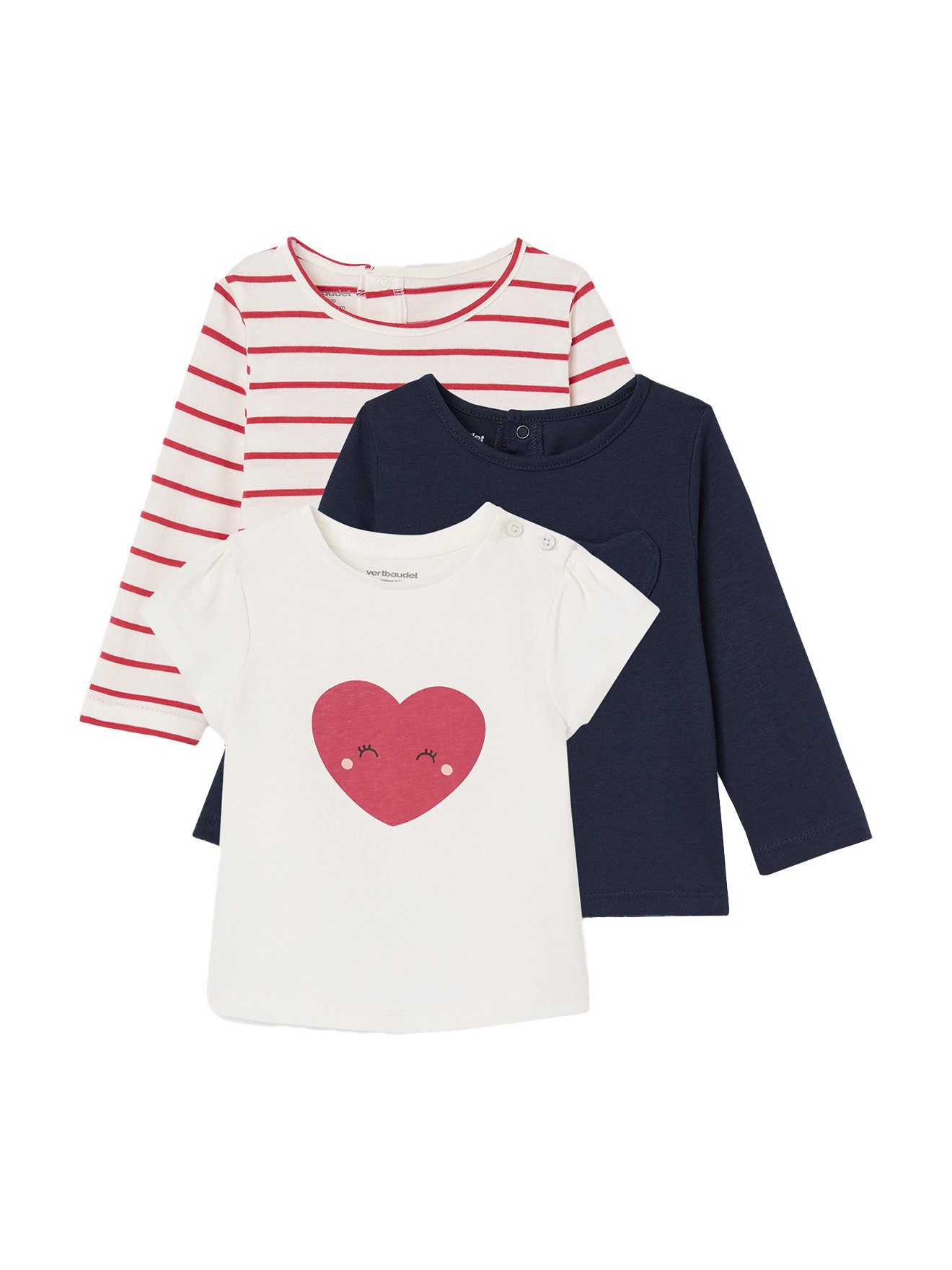 Langarmshirt 3er-Pack Mädchen Shirts BASIC, Langarm & Kurzarm