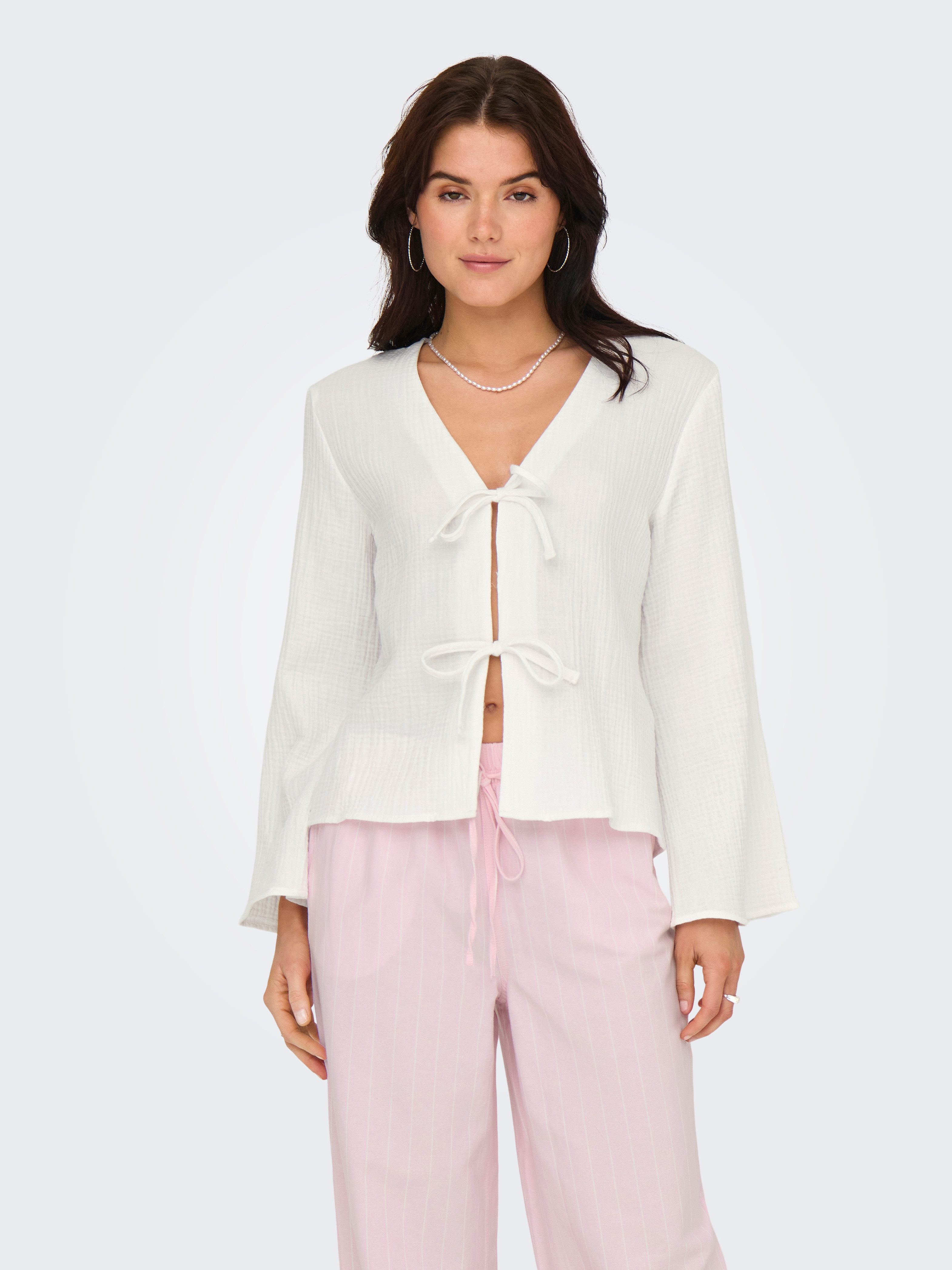 JDY Langarmbluse JDYTHEIS LIFE L/S TOP WVN NOOS Baumwolle, regular fit, Musselin Qualität