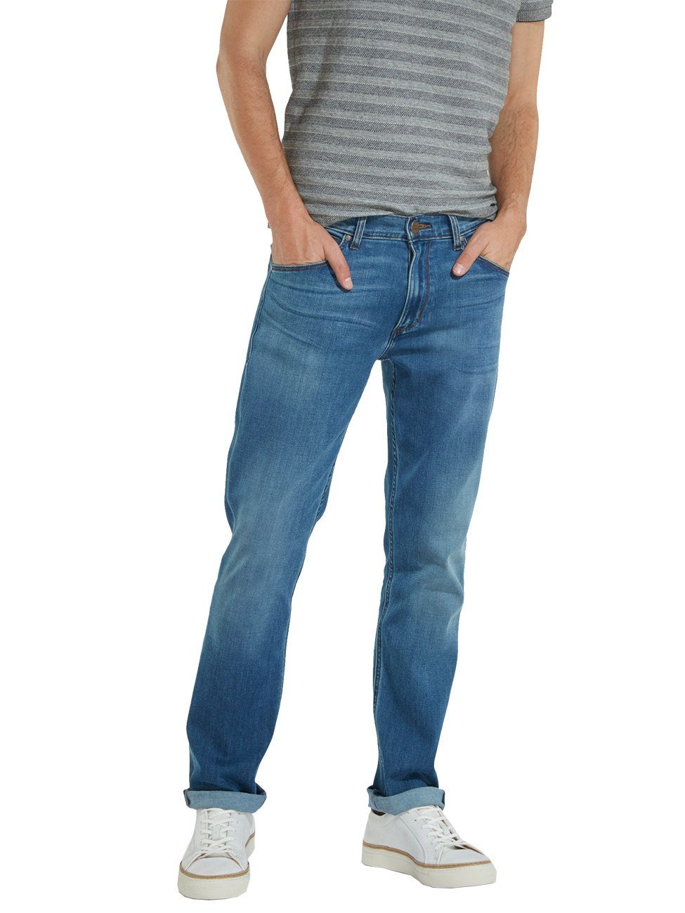 (W15QMU91Q) Bright Stretch mit Stroke Greensboro Straight-Jeans Wrangler