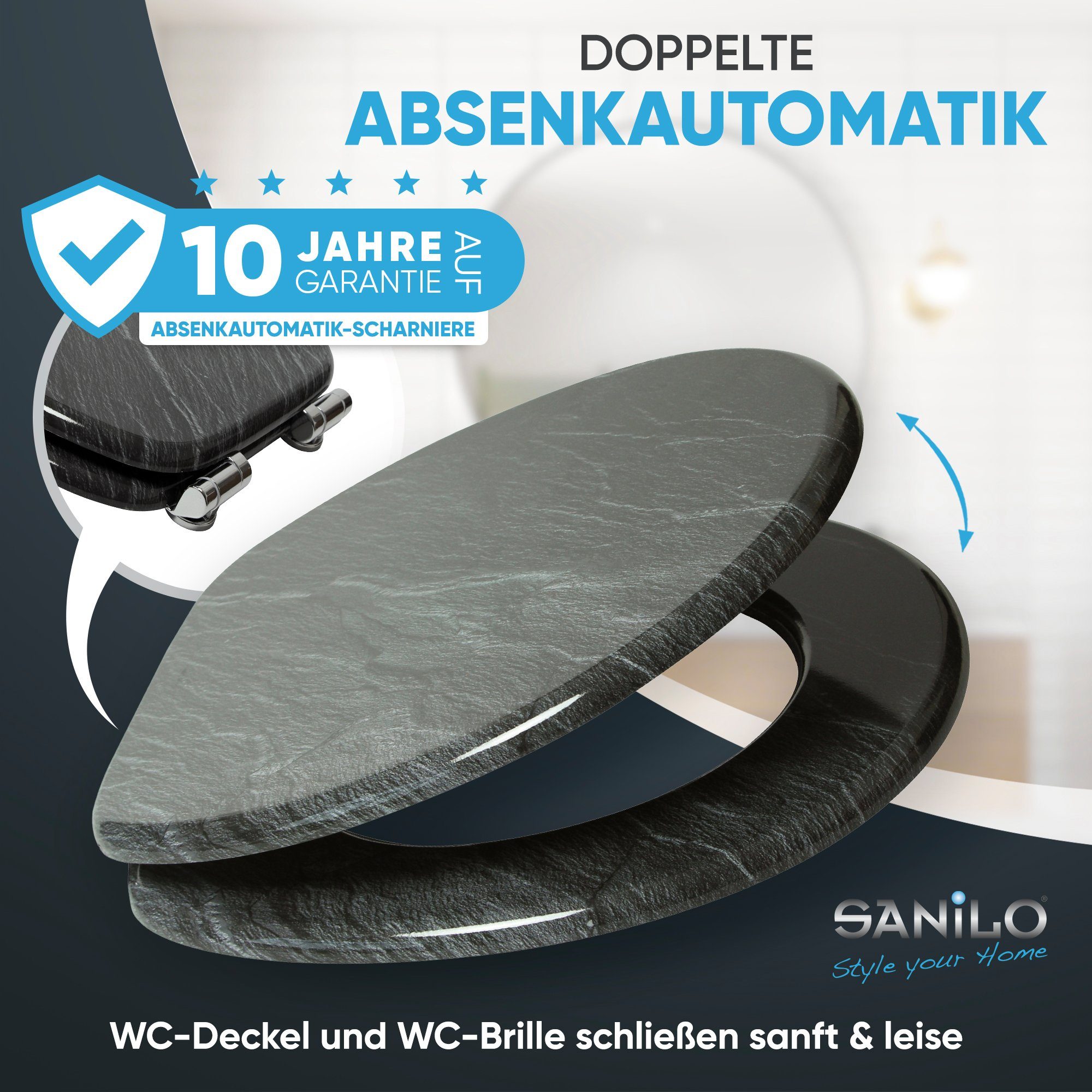 Sanilo WC-Sitz mit Absenkautomatik, viele Toilettendeckel direkt vom Hersteller, hochwertig & modern, universell, leichte Montage