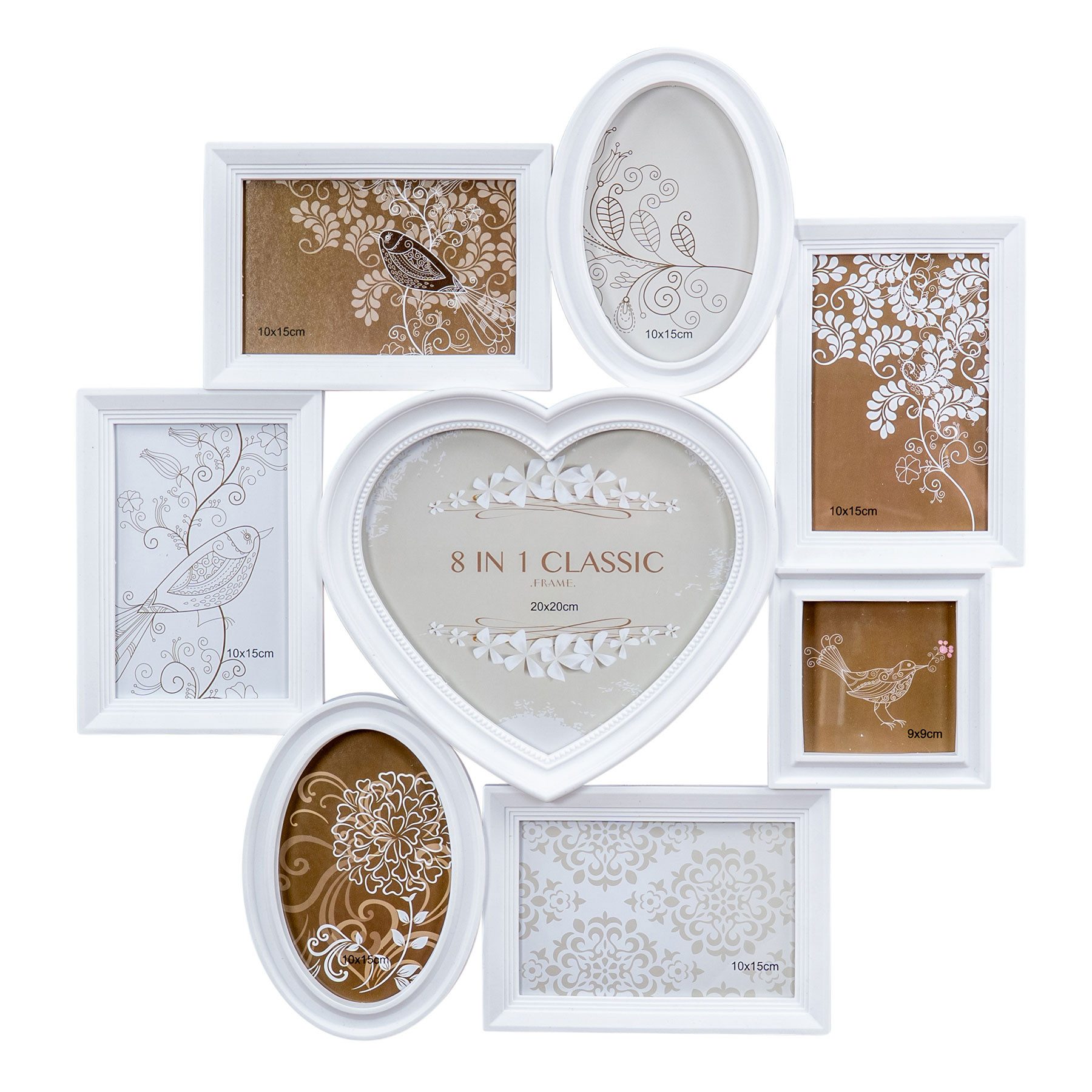 Levandeo® Bilderrahmen Collage, Fotorahmen Bilderrahmen Herz Weiß 8 Fotos S günstig online kaufen