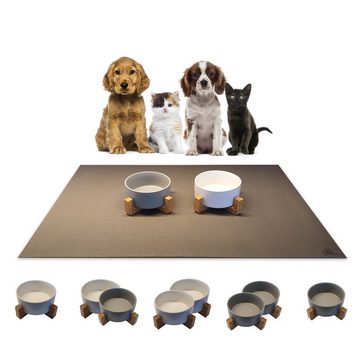 Sanozoo Napf Sanozoo® Napf für Hunde und Katzen aus Bambus & Keramik Grau