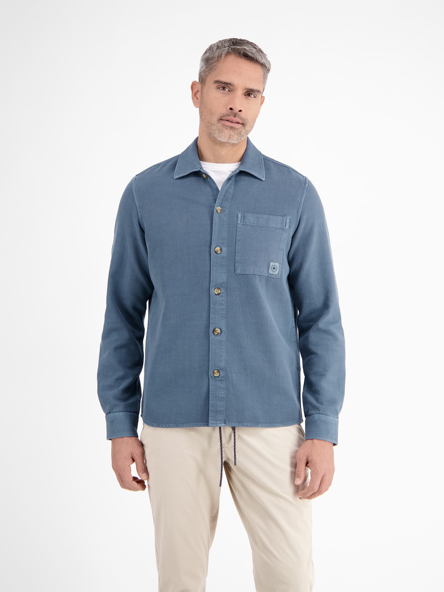 Langarmhemd LERROS Hemdjacke in kerniger Struktur